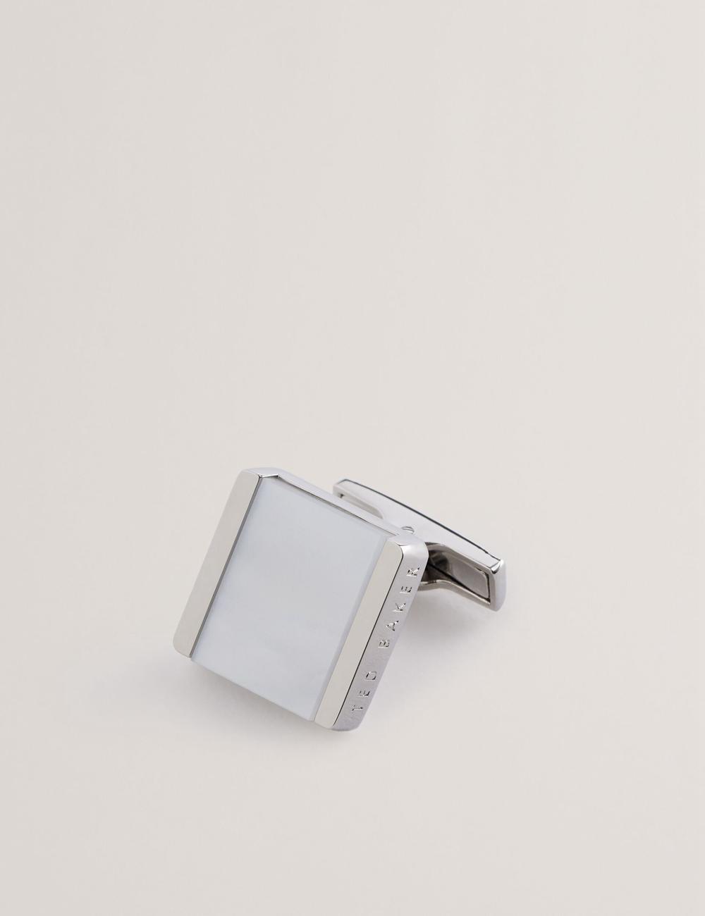 Ted Baker PAYDEN - Pearlescent Stone Square Men Cufflinks Silver | UAE  93548-YPSC