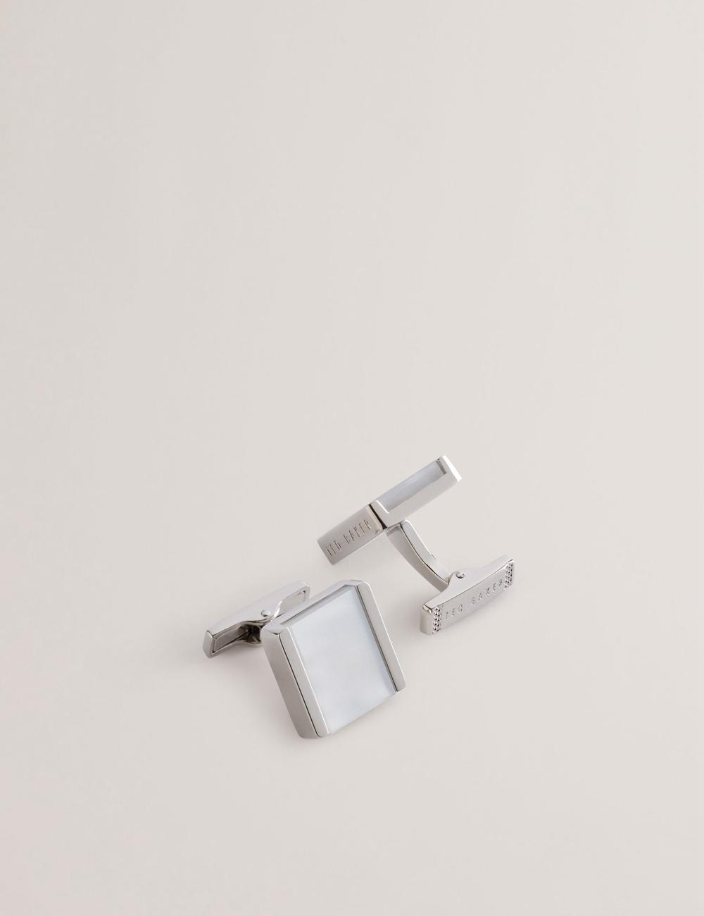Ted Baker PAYDEN - Pearlescent Stone Square Men Cufflinks Silver | UAE  93548-YPSC
