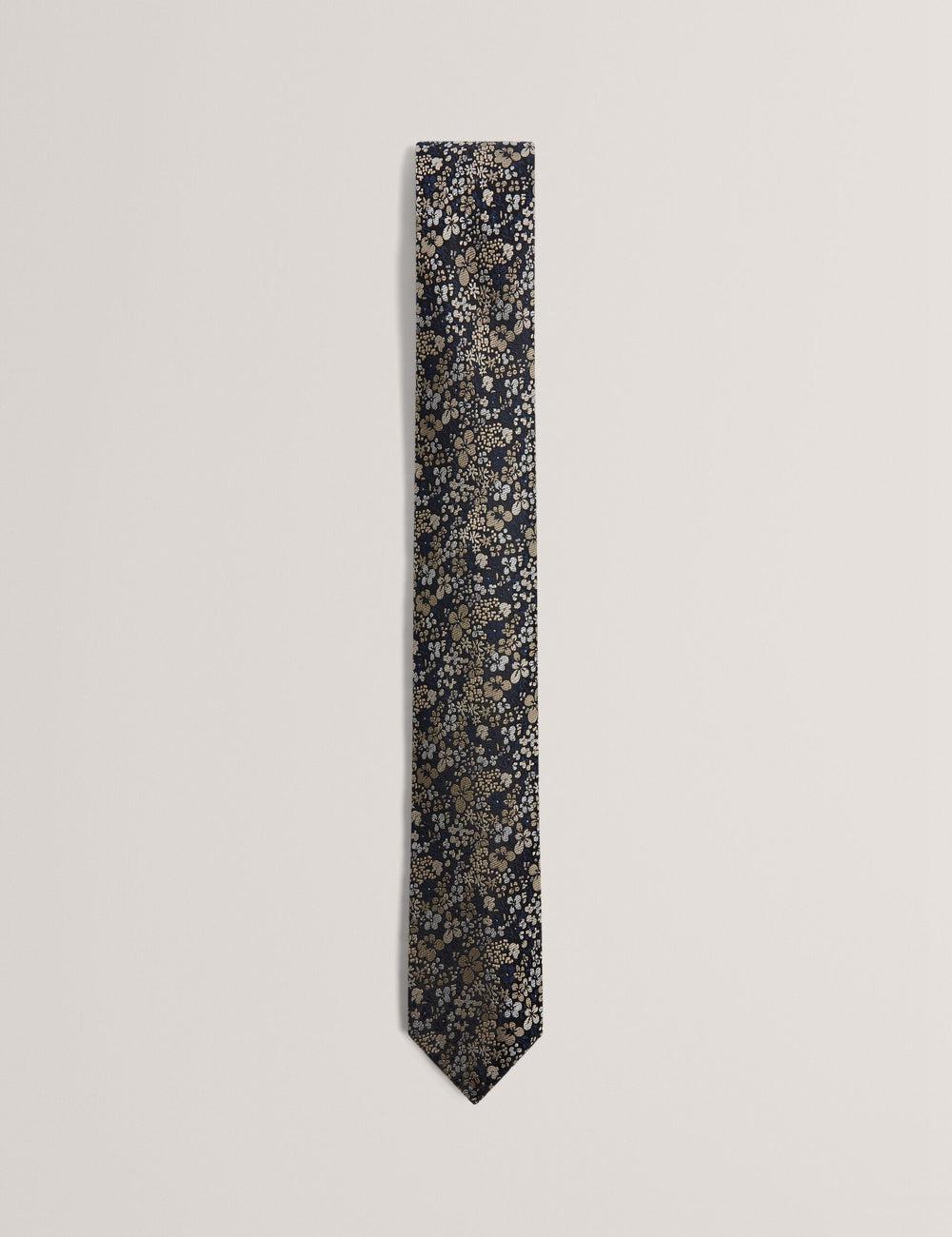 Ted Baker PEATYS - Scattered Floral Print Silk Men Ties Navy | UAE  43098-NGAR