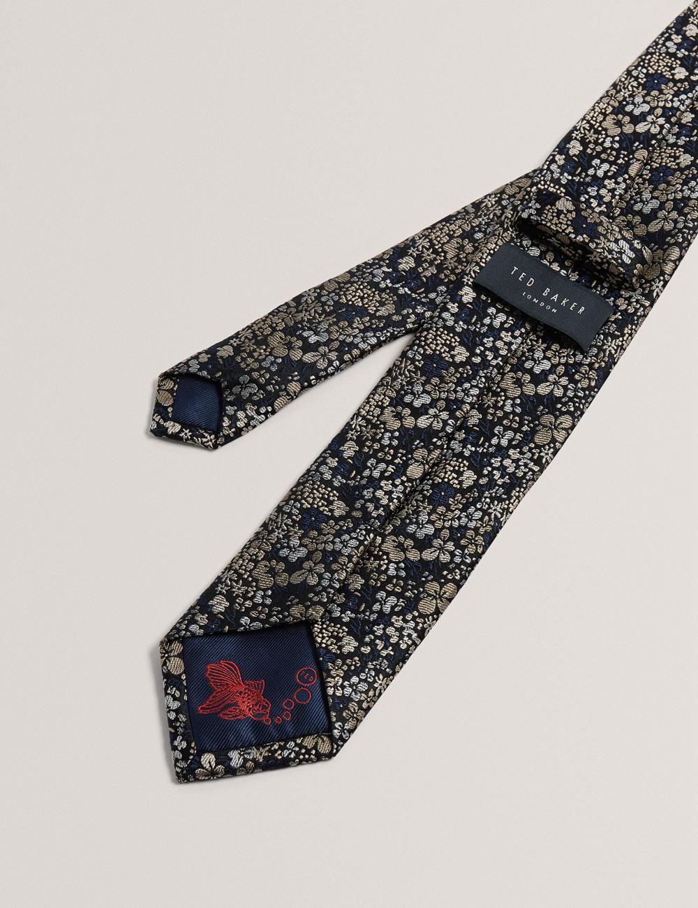 Ted Baker PEATYS - Scattered Floral Print Silk Men Ties Navy | UAE  43098-NGAR