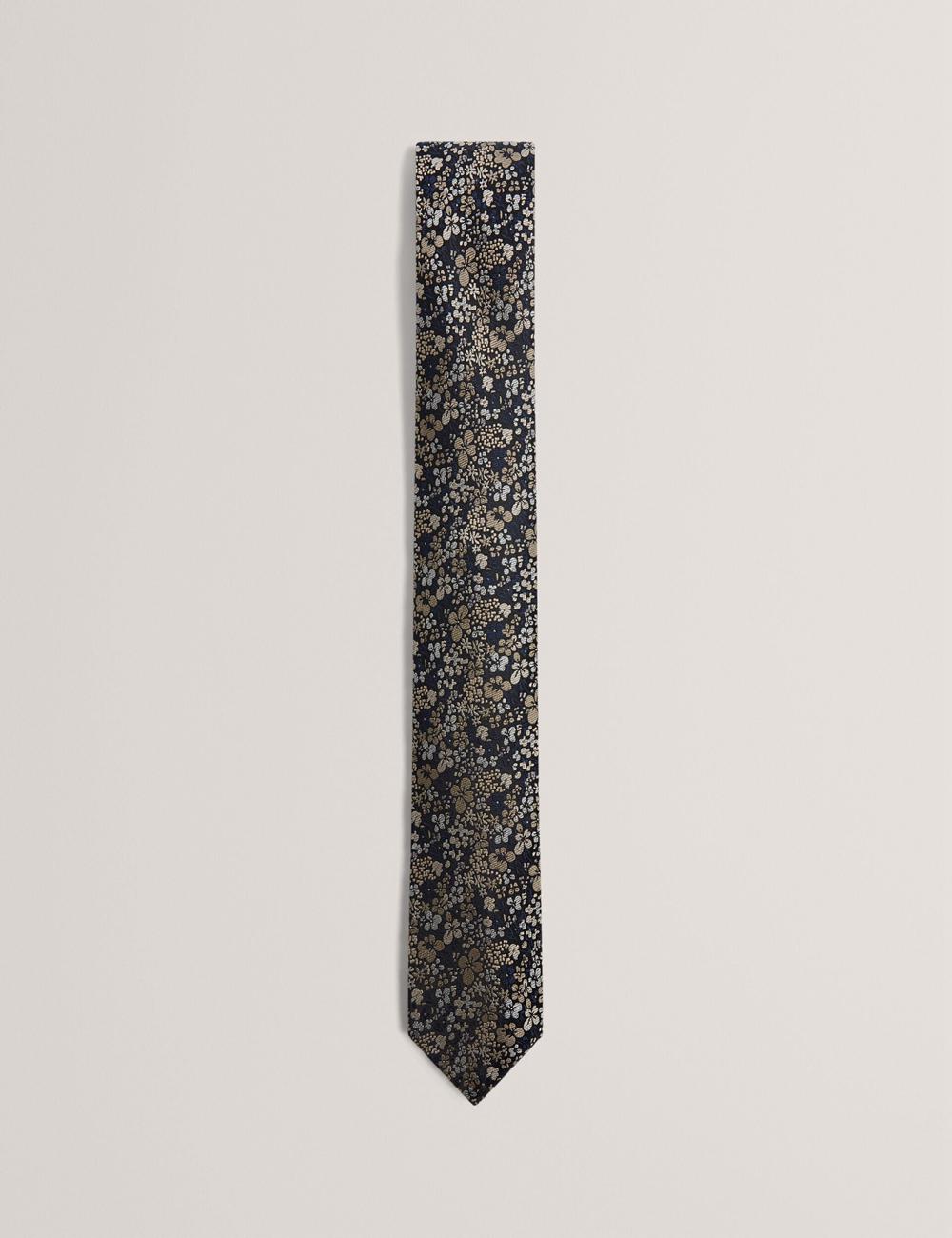 Ted Baker PEATYS - Scattered Floral Print Silk Men Ties Navy | UAE  43098-NGAR