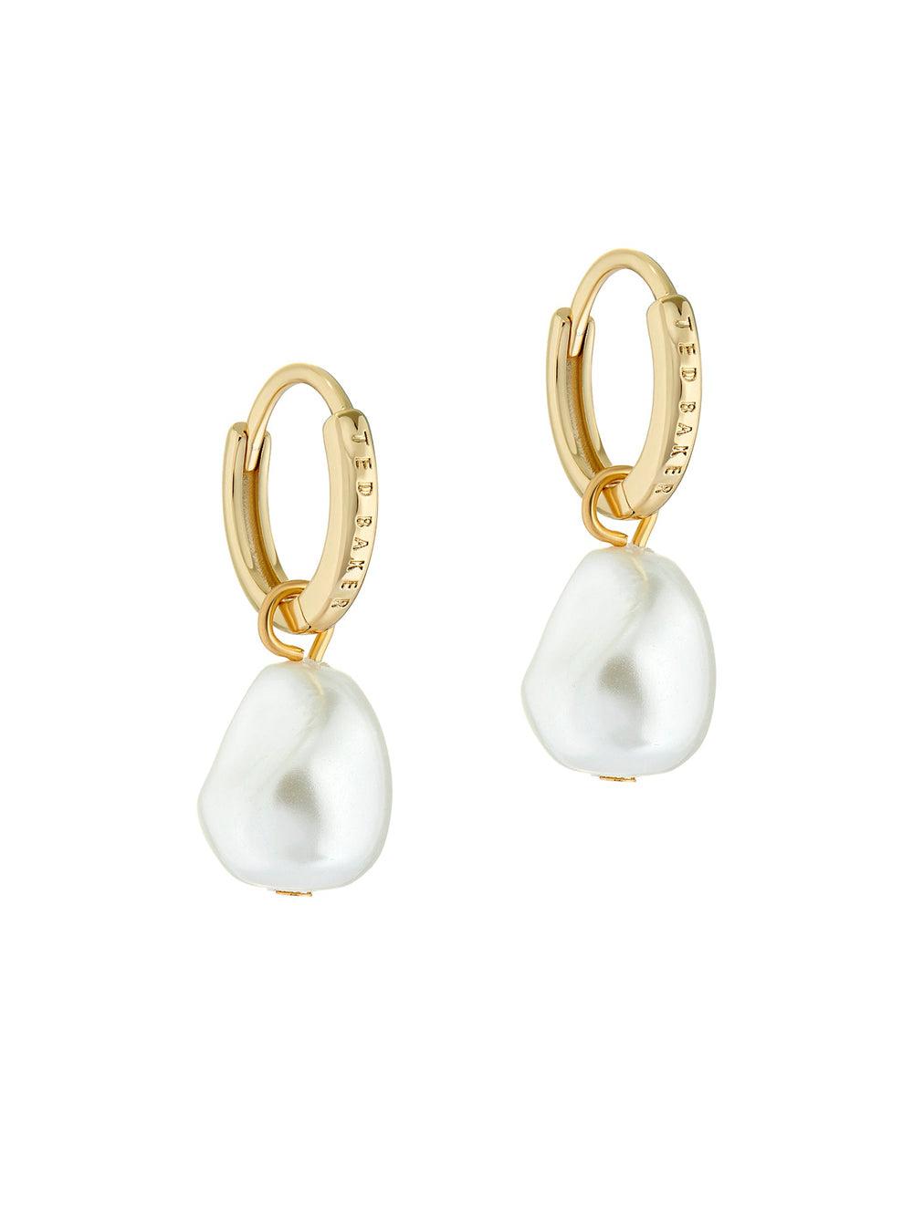Ted Baker PERIAA - Pearl Drop Pendant Huggie Women Earrings Gold | UAE  46398-MVOK