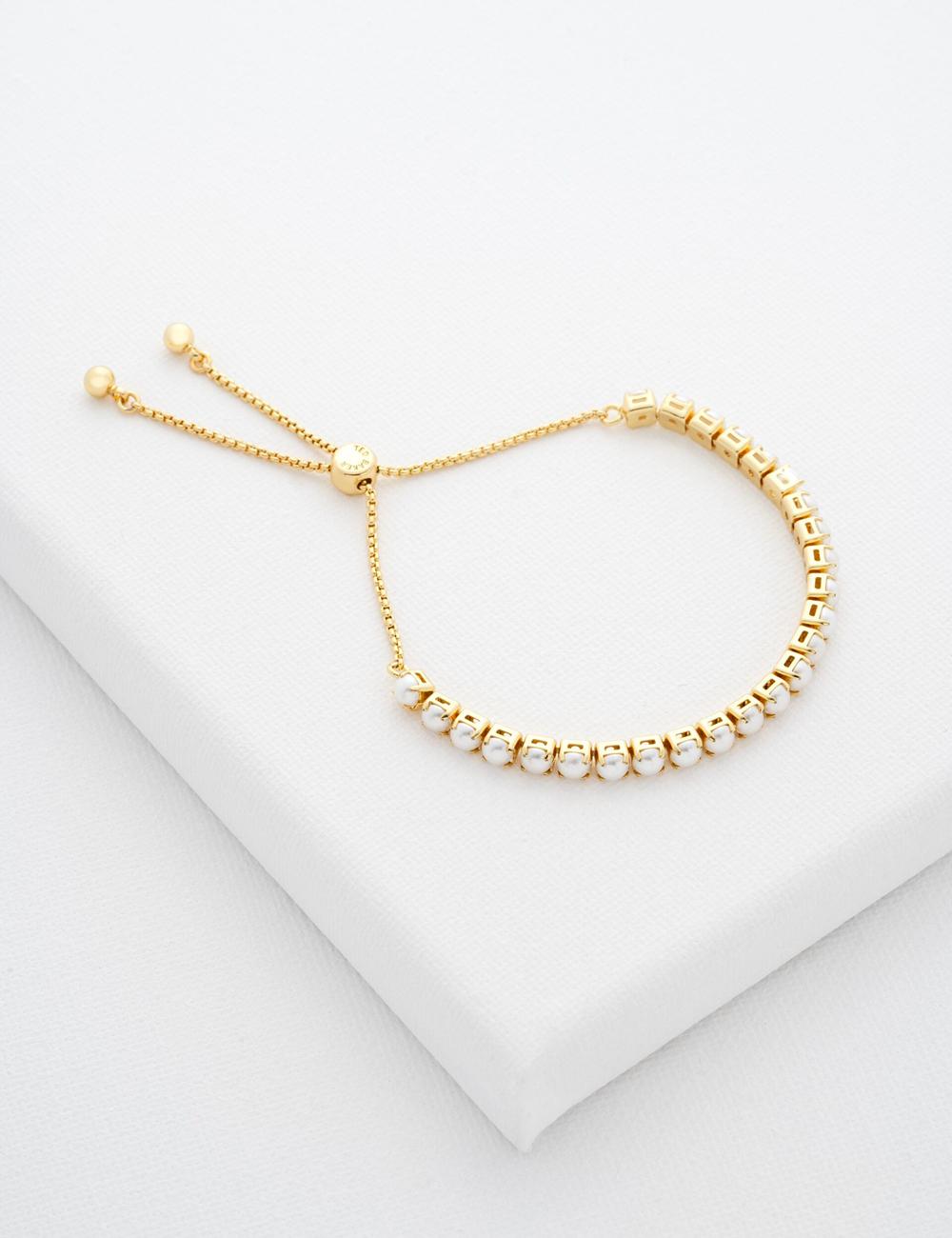 Ted Baker PERRMEL - Pearl Adjustable Tennis Women Bracelets Gold | UAE  48715-XMCS