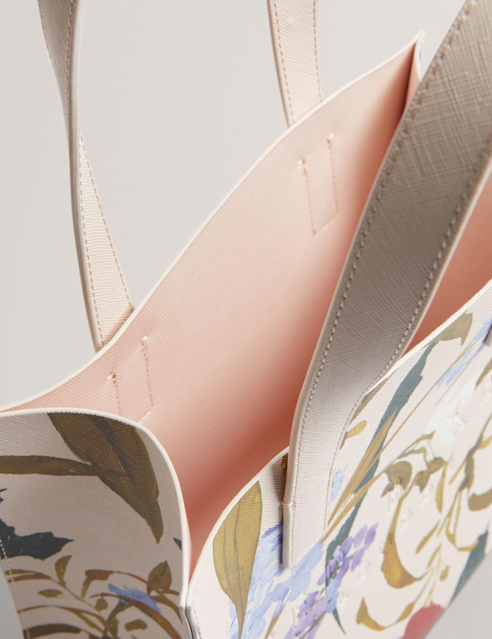 Ted Baker PHYLISA - Floral Print PU Leather Small Women Tote Bags Pink | UAE  34501-NMXB
