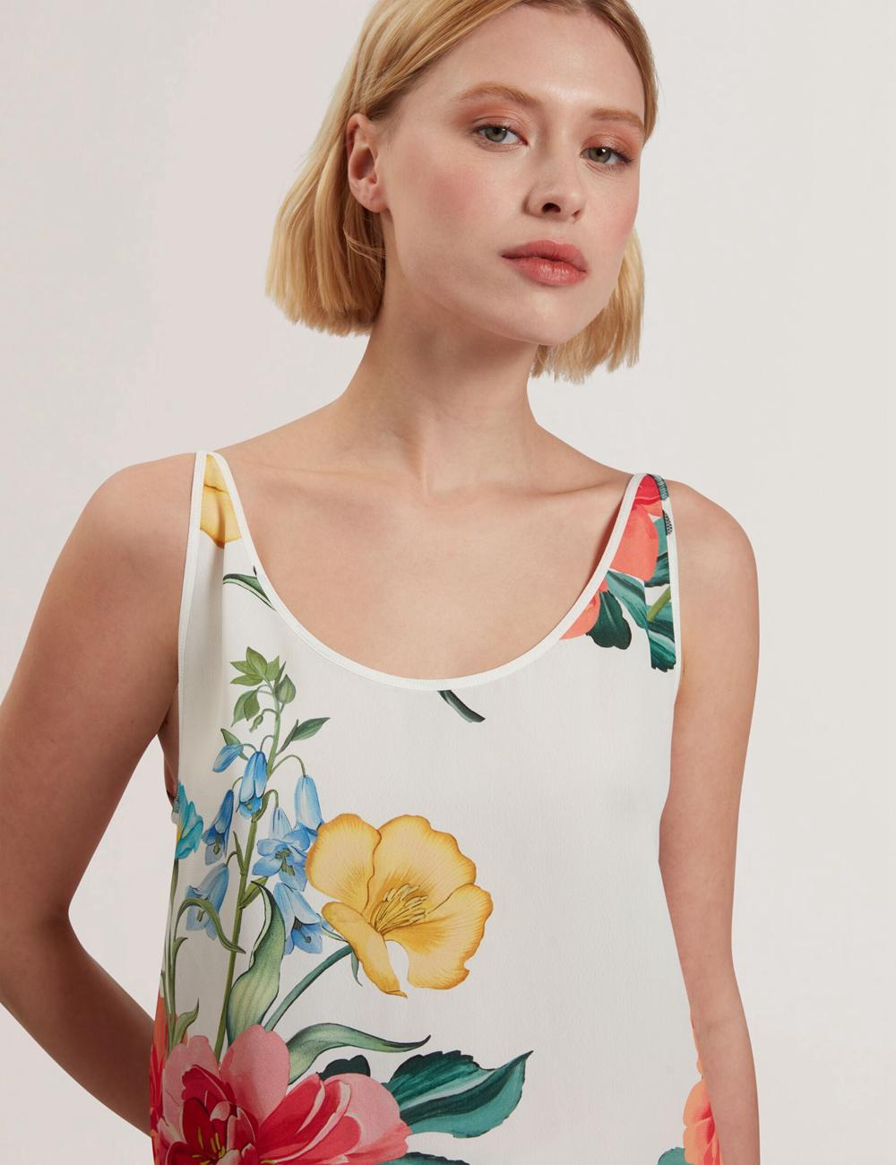 Ted Baker PURRLA - Floral Print Scoop Neck Sleeveless Women Tops White | UAE  57931-EUYJ
