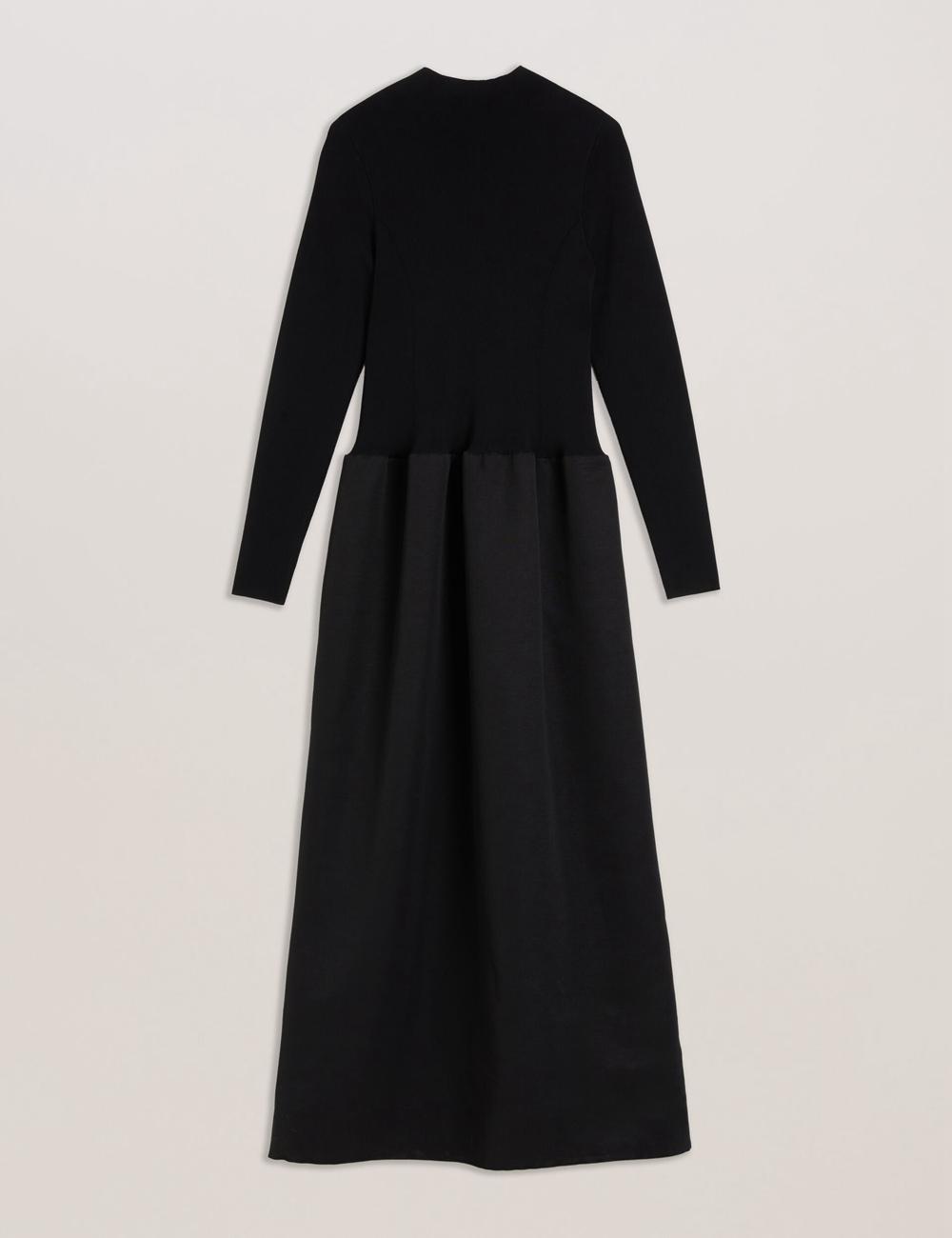 Ted Baker PYLIA - Structured With Knitted Bodice Women Maxi Dresses Black | UAE  65731-TVZN