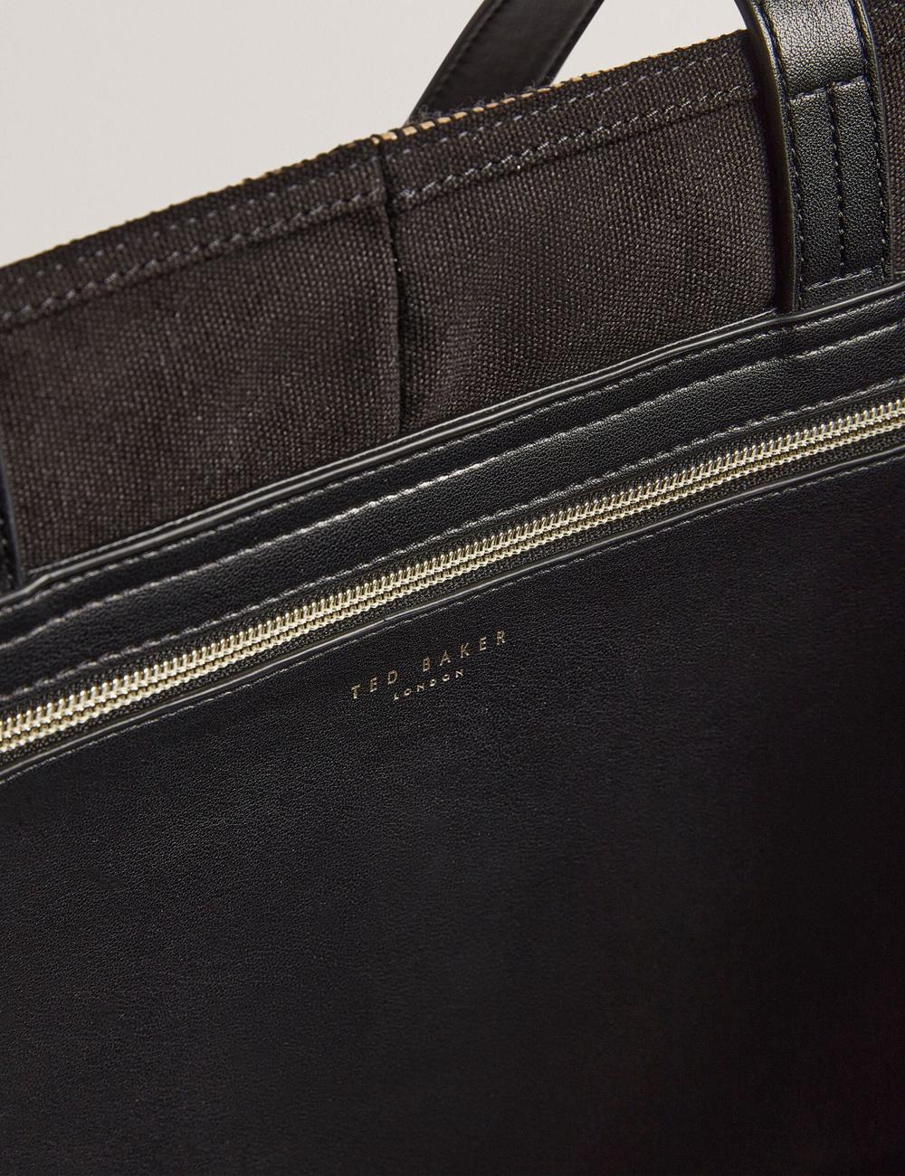 Ted Baker RAFIYA - Woven Colour Block Folding Shopper Women Shopper Bags Black | UAE  45381-CLIA