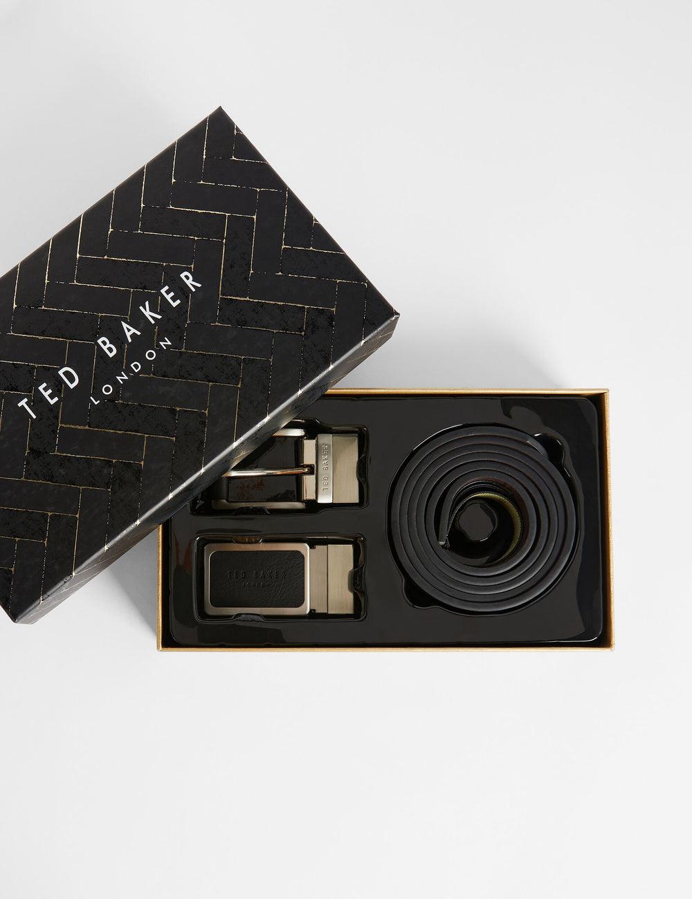 Ted Baker RATE - Faux Leather Belt Gift Set Men Belts Black | UAE  81965-MOEH