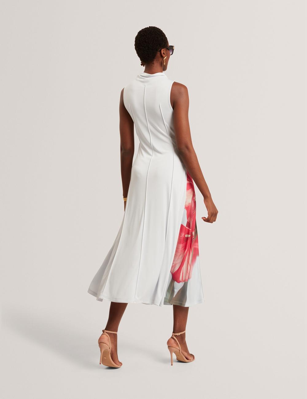 Ted Baker REBEHKA - High Neck Printed Jersey Women Midi Dresses Blue | UAE  12539-ACHS