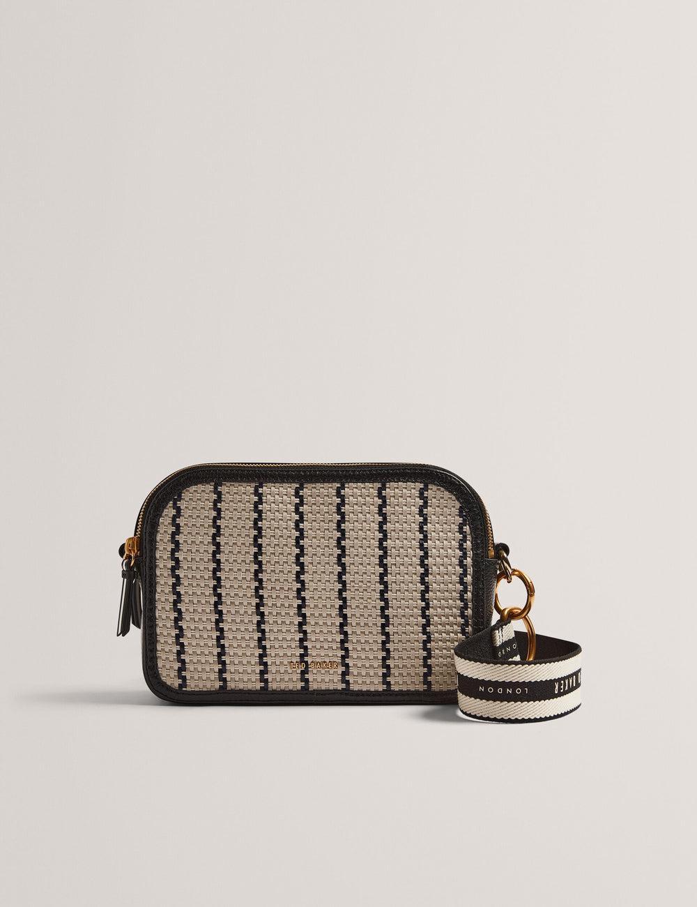 Ted Baker RIVEA - Woven Panel Faux Leather Camera Women Camera Bag Navy | UAE  21579-KMSX