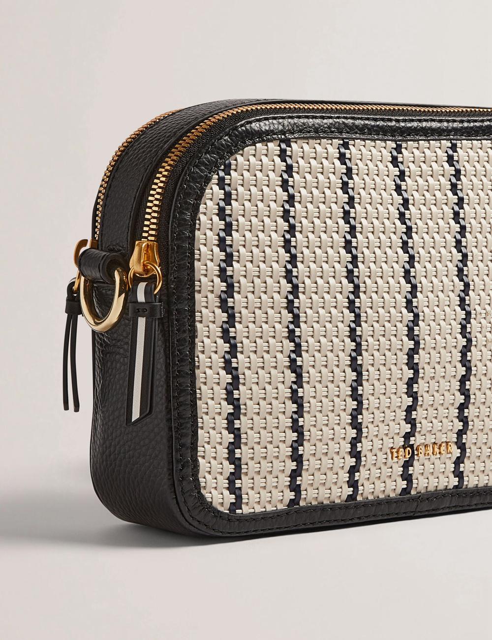 Ted Baker RIVEA - Woven Panel Faux Leather Camera Women Camera Bag Navy | UAE  21579-KMSX