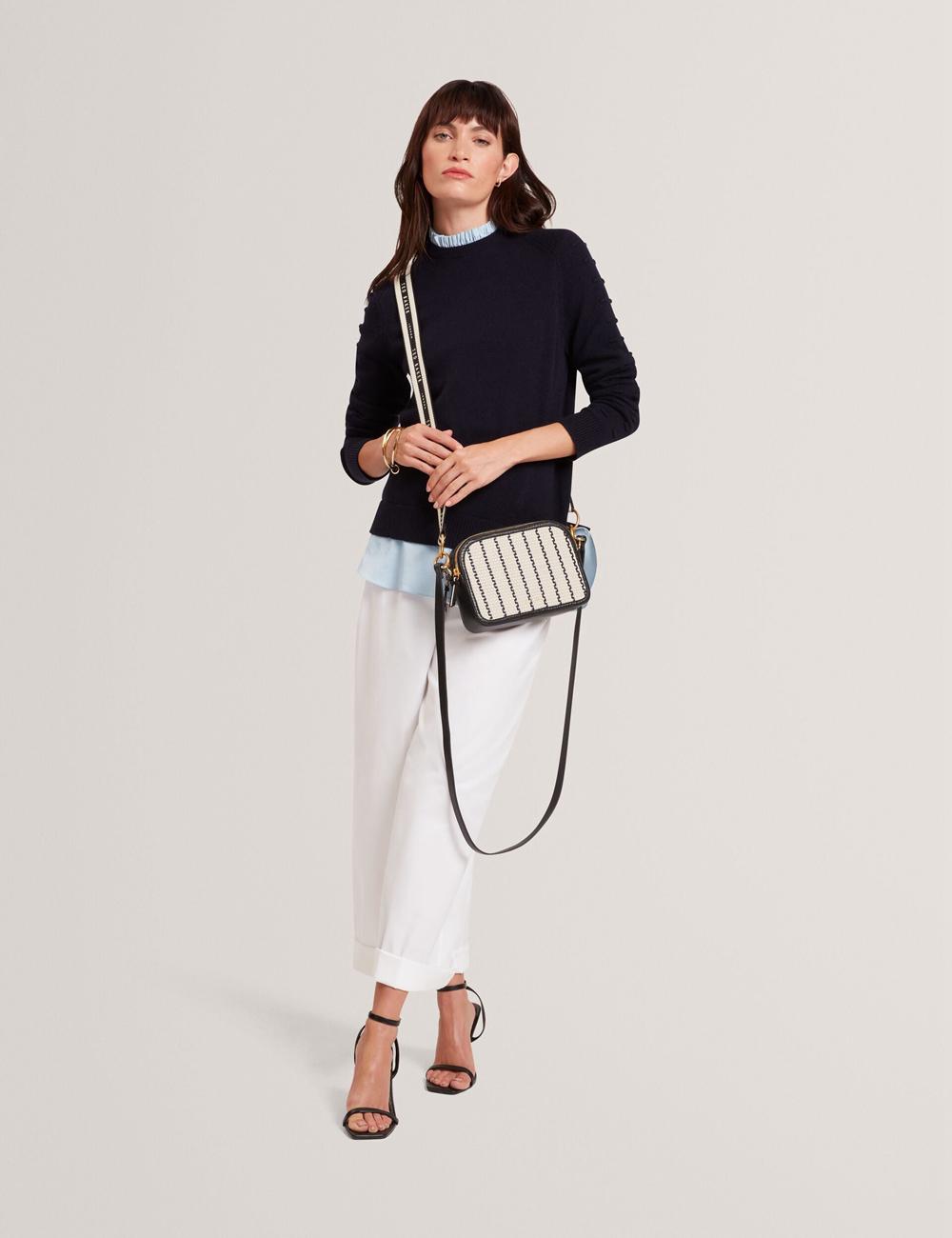 Ted Baker RIVEA - Woven Panel Faux Leather Camera Women Camera Bag Navy | UAE  21579-KMSX
