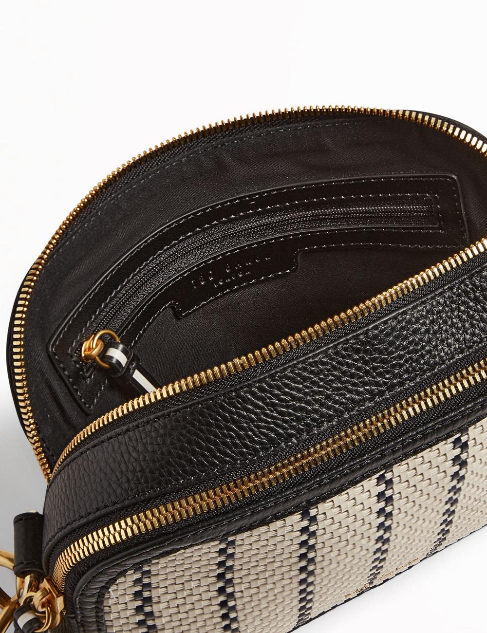 Ted Baker RIVEA - Woven Panel Faux Leather Camera Women Camera Bag Navy | UAE  21579-KMSX