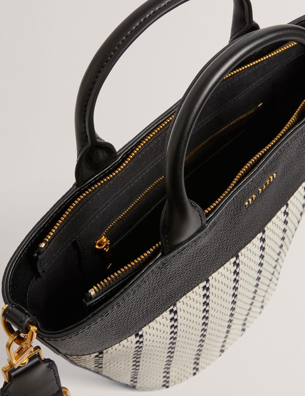 Ted Baker RIVERI - Woven Leather Trim Bucket With Webbing Strap Women Tote Bags Navy | UAE  72306-AGMK
