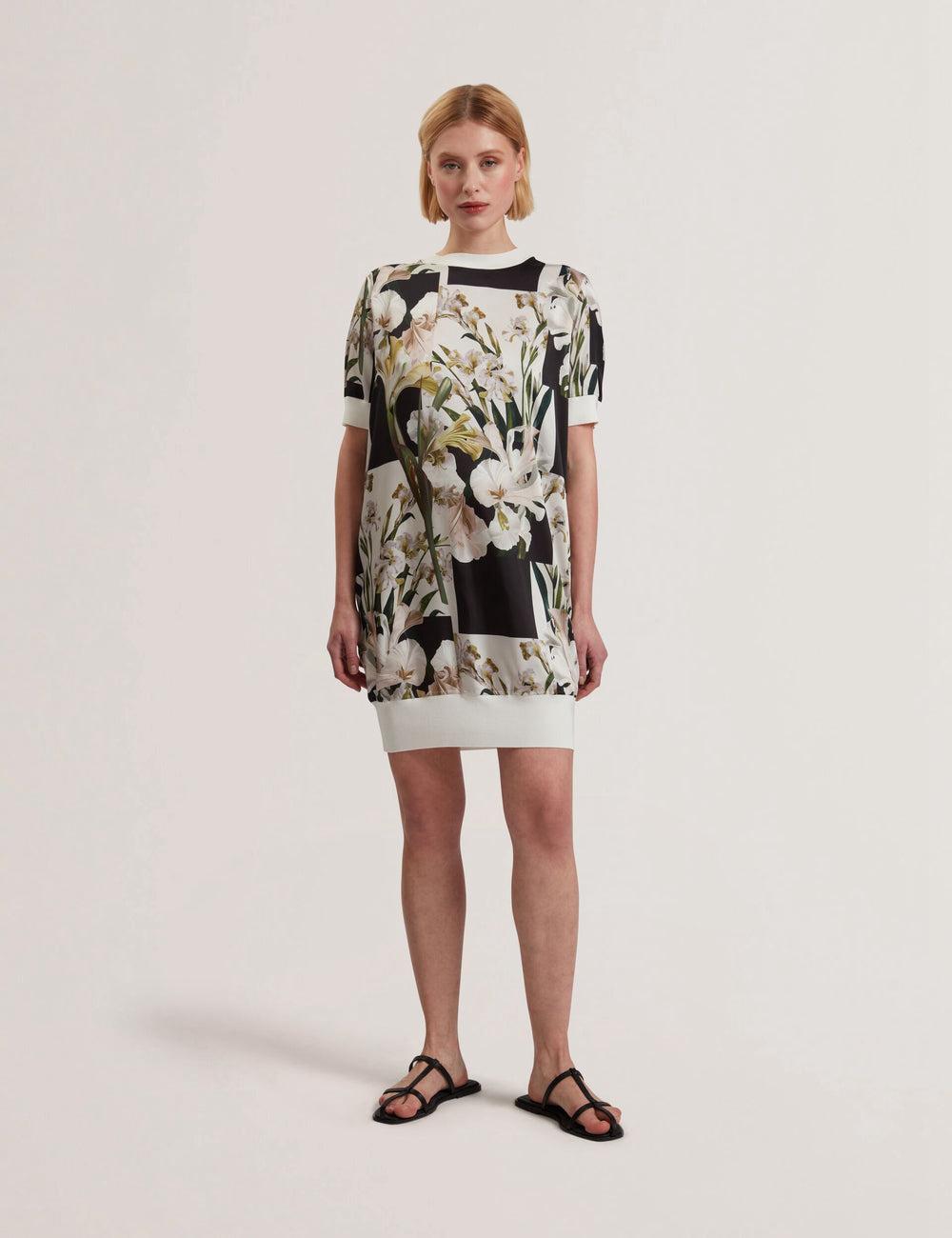 Ted Baker RONEEA - Printed Front Knitted Women Mini Dresses Ivory | UAE  31907-OVAR