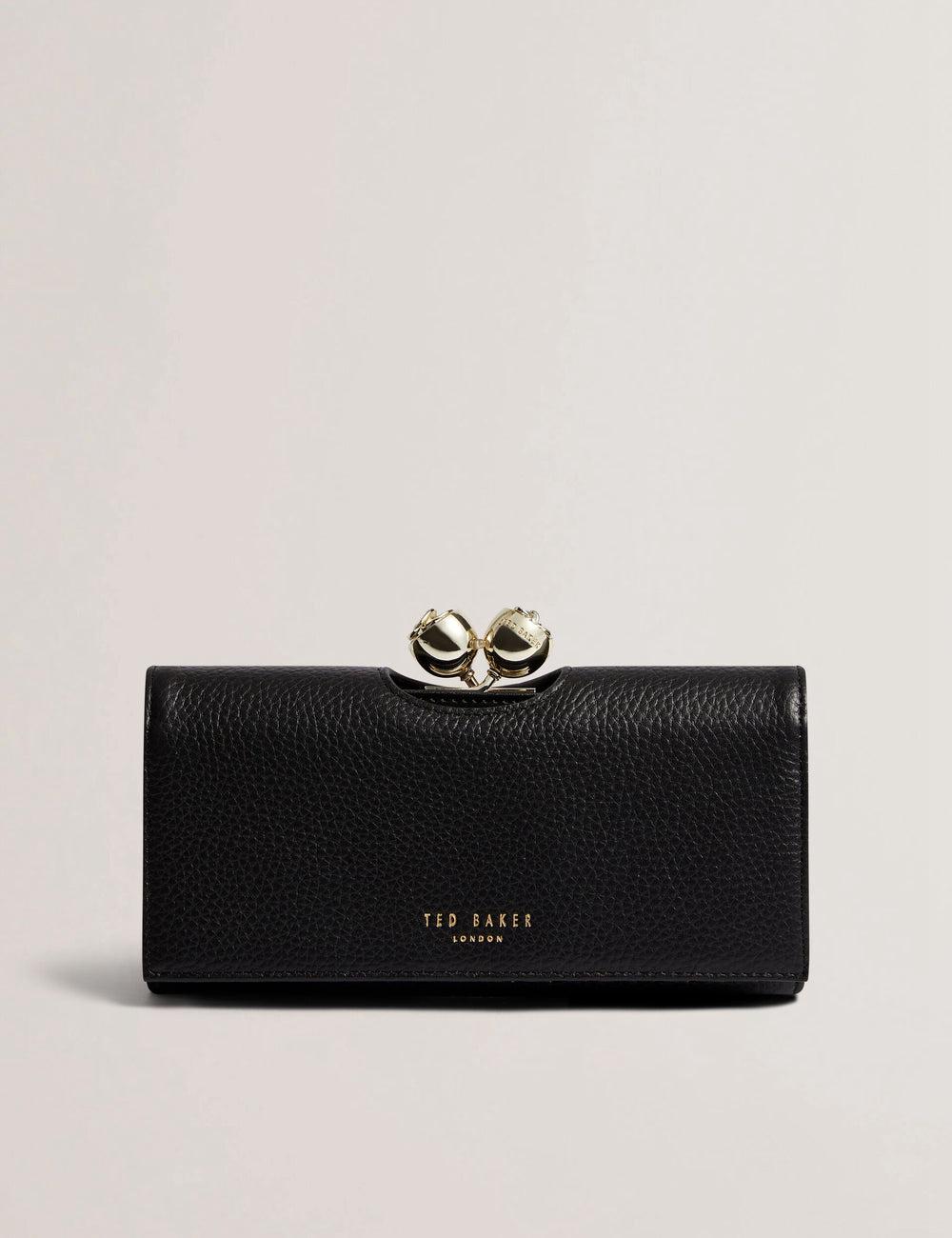 Ted Baker ROOSALI - Rose Clasp Large Bifold Leather Women Purses Black | UAE  94032-FUPQ