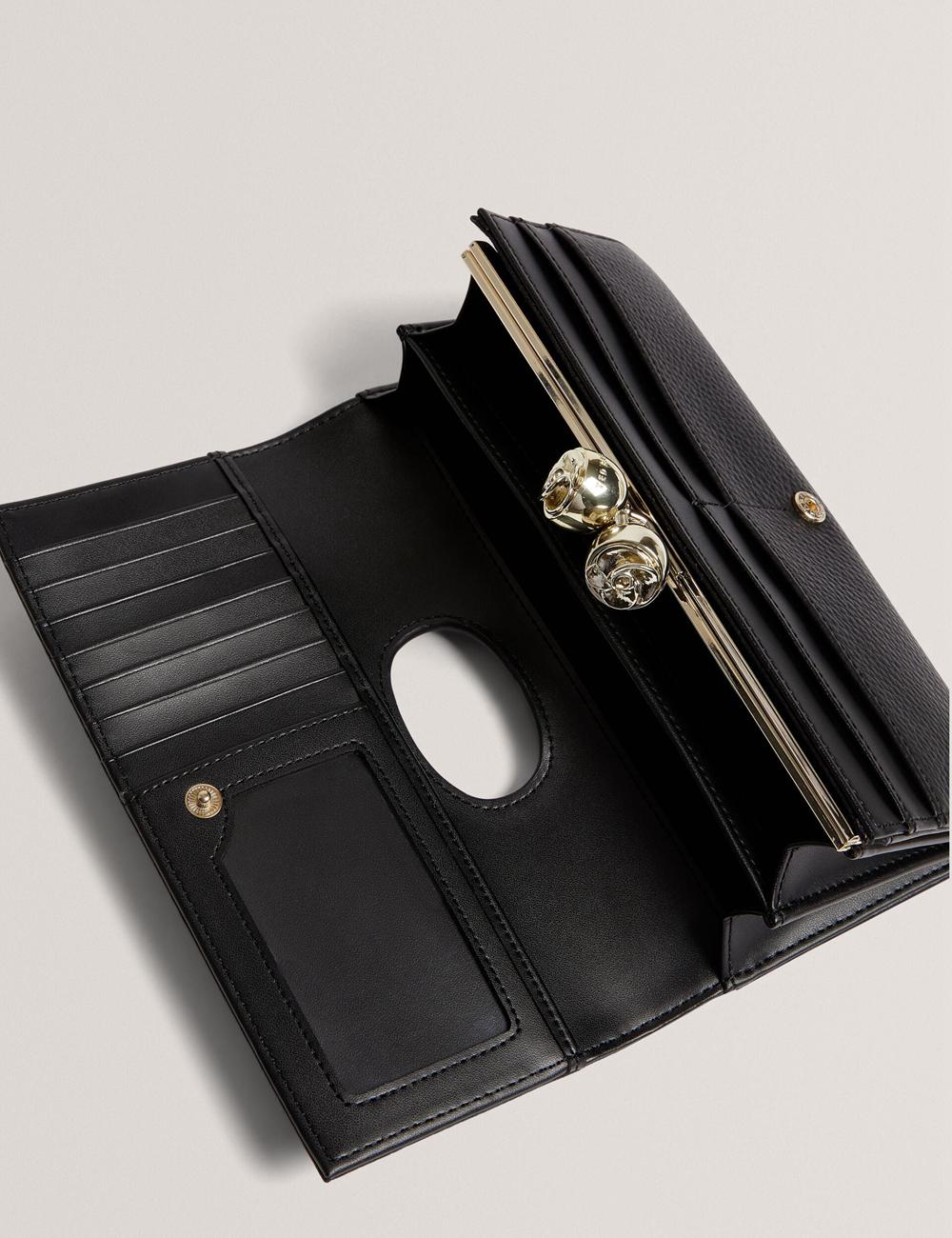 Ted Baker ROOSALI - Rose Clasp Large Bifold Leather Women Purses Black | UAE  94032-FUPQ