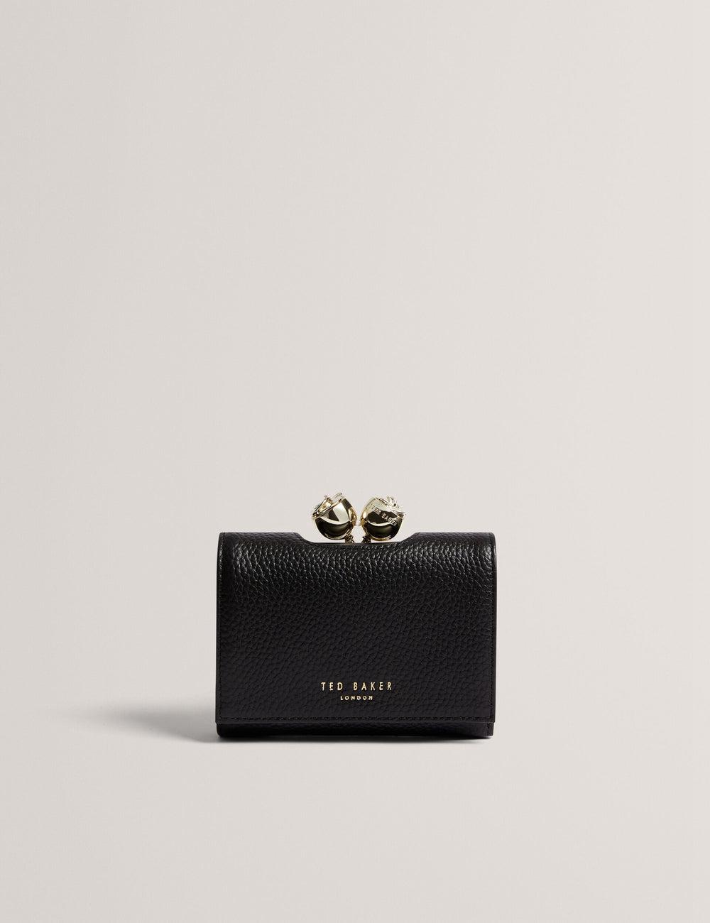 Ted Baker ROOSA - Rose Clasp Small Trifold Leather Women Purses Black | UAE  47026-MNHR