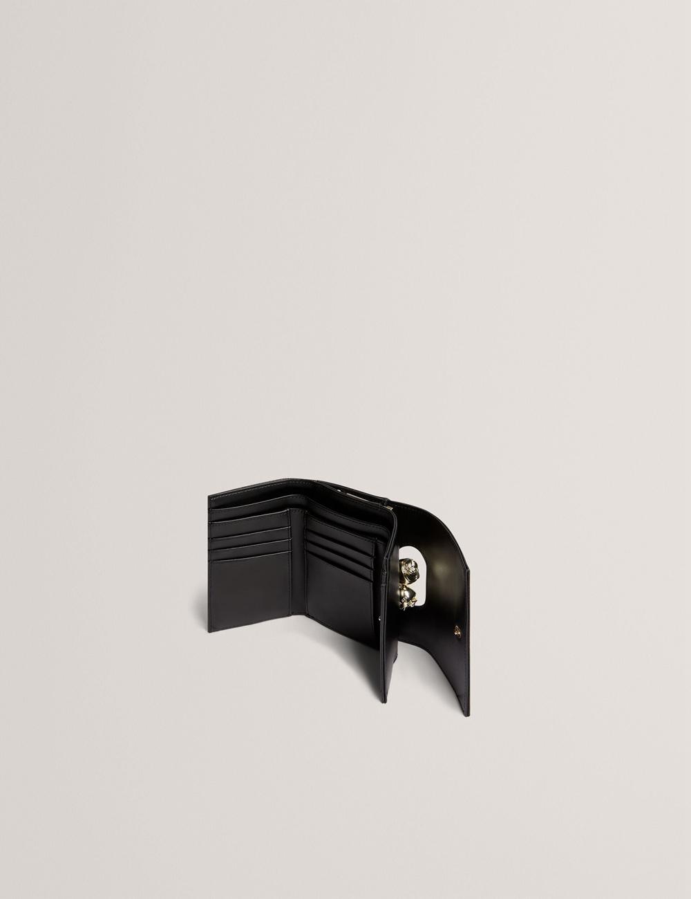 Ted Baker ROOSA - Rose Clasp Small Trifold Leather Women Purses Black | UAE  47026-MNHR