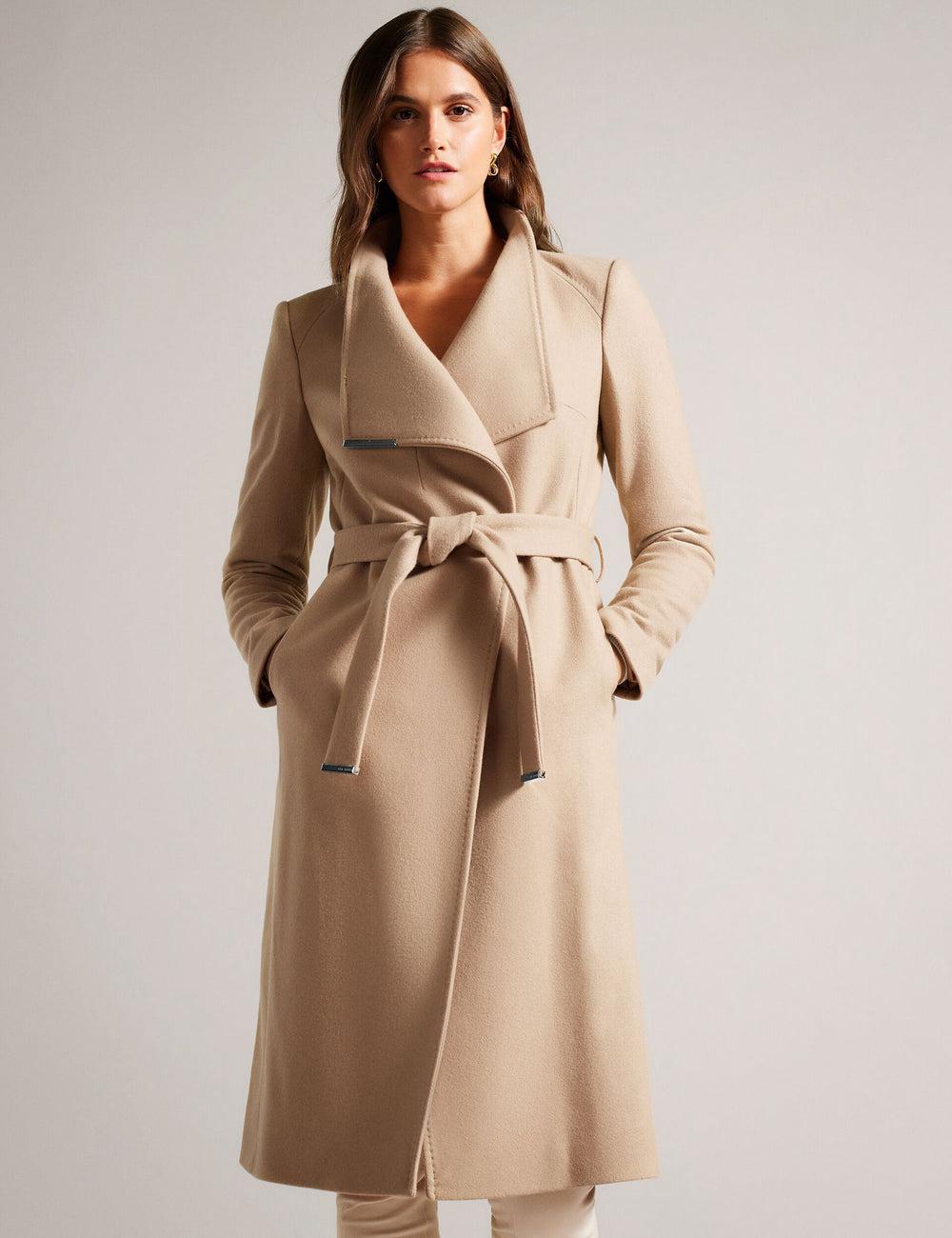 Ted Baker ROSE - Midi Length Belted Wool Wrap Coat Women Jackets Camel | UAE  24619-HWPT