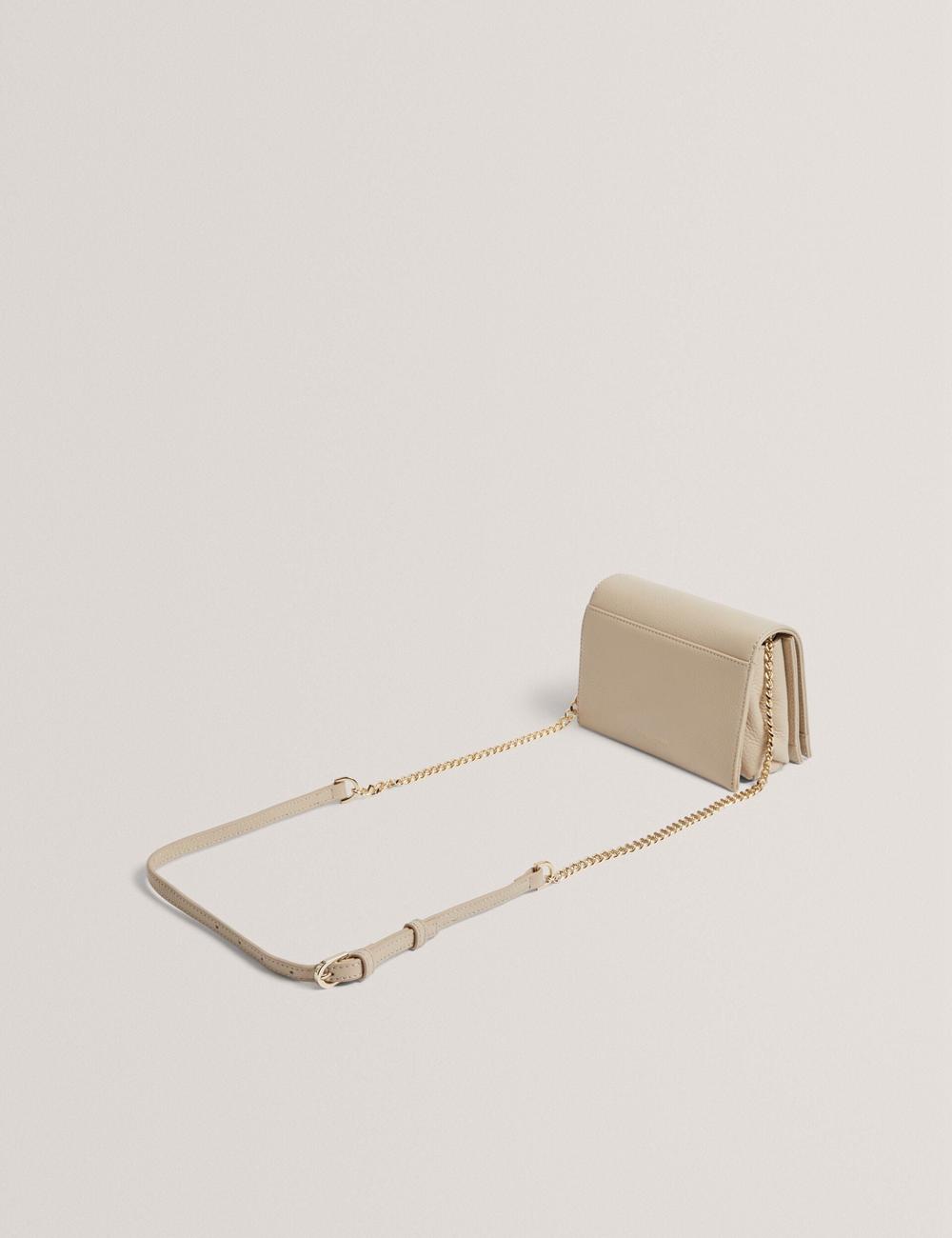 Ted Baker ROUSEN - Bar Detail Fold Over Leather Women Crossbody Bags Ecru | UAE  45681-YWJP