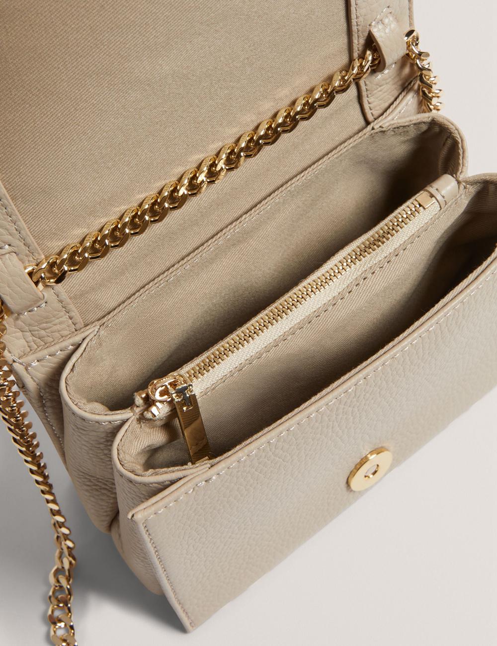 Ted Baker ROUSEN - Bar Detail Fold Over Leather Women Crossbody Bags Ecru | UAE  45681-YWJP