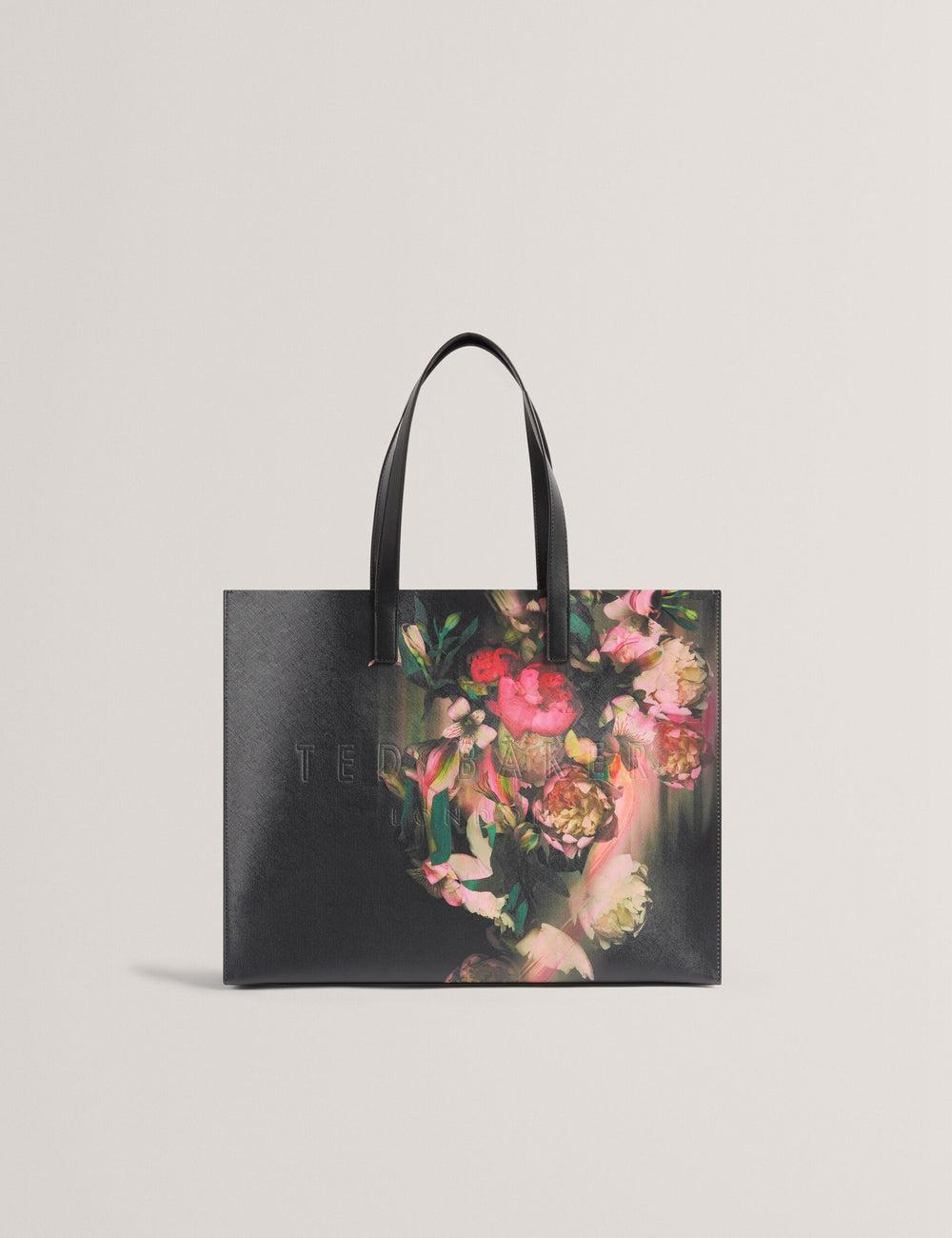 Ted Baker SALIINA - Floral Print Wide Icon Women Tote Bags Black | UAE  67018-QVJB