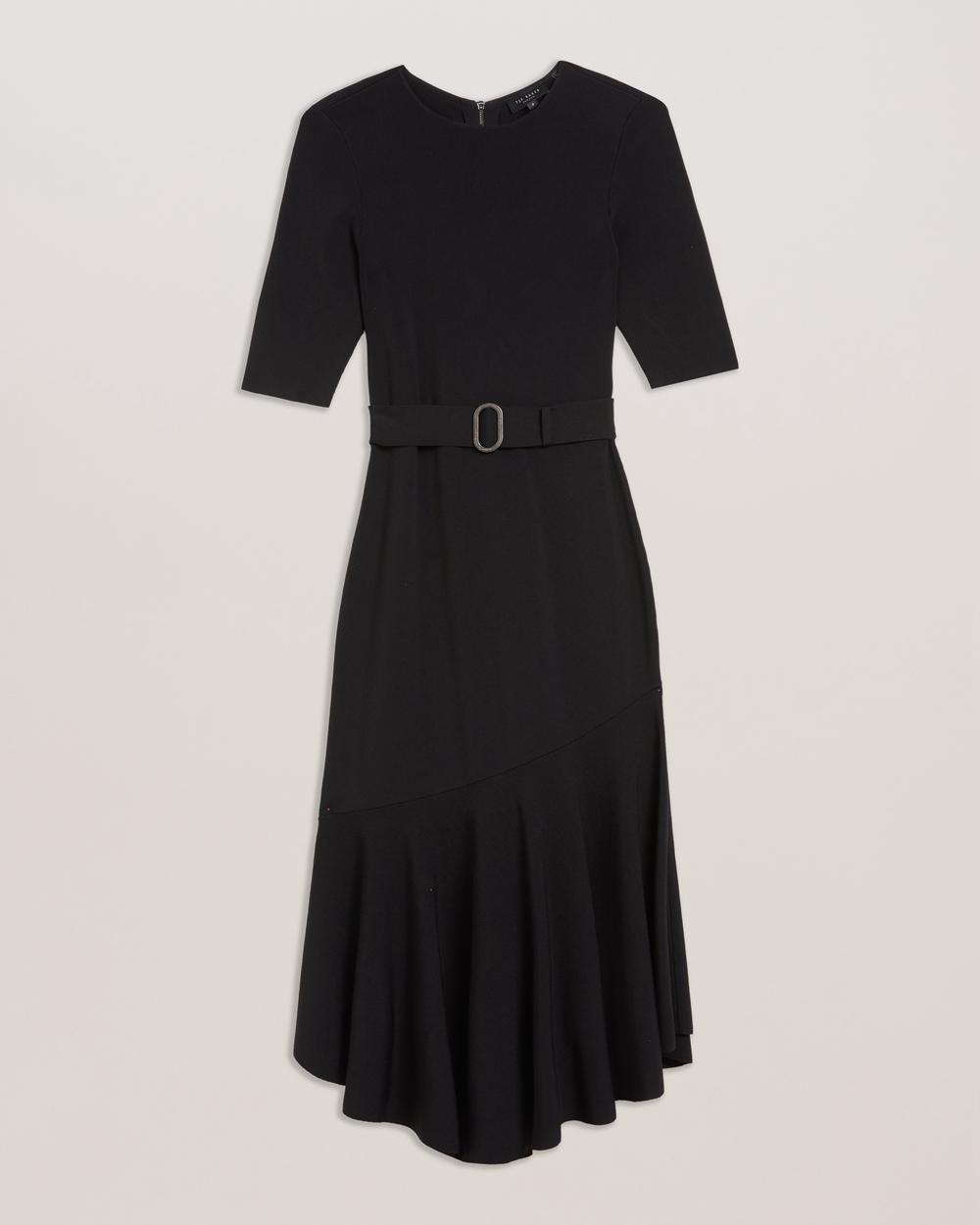 Ted Baker SAMALEE - Flippy Hem Knitted Women Midi Dresses Black | UAE  47189-RAVK