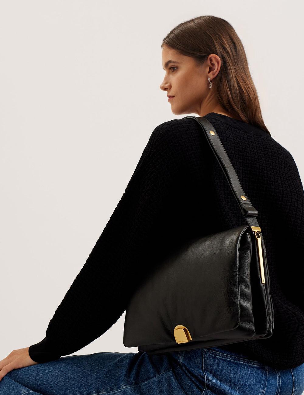 Ted Baker SAMILLA - Large Puffy Leather With Lock Women Shoulder Bags Black | UAE  98354-OSAT