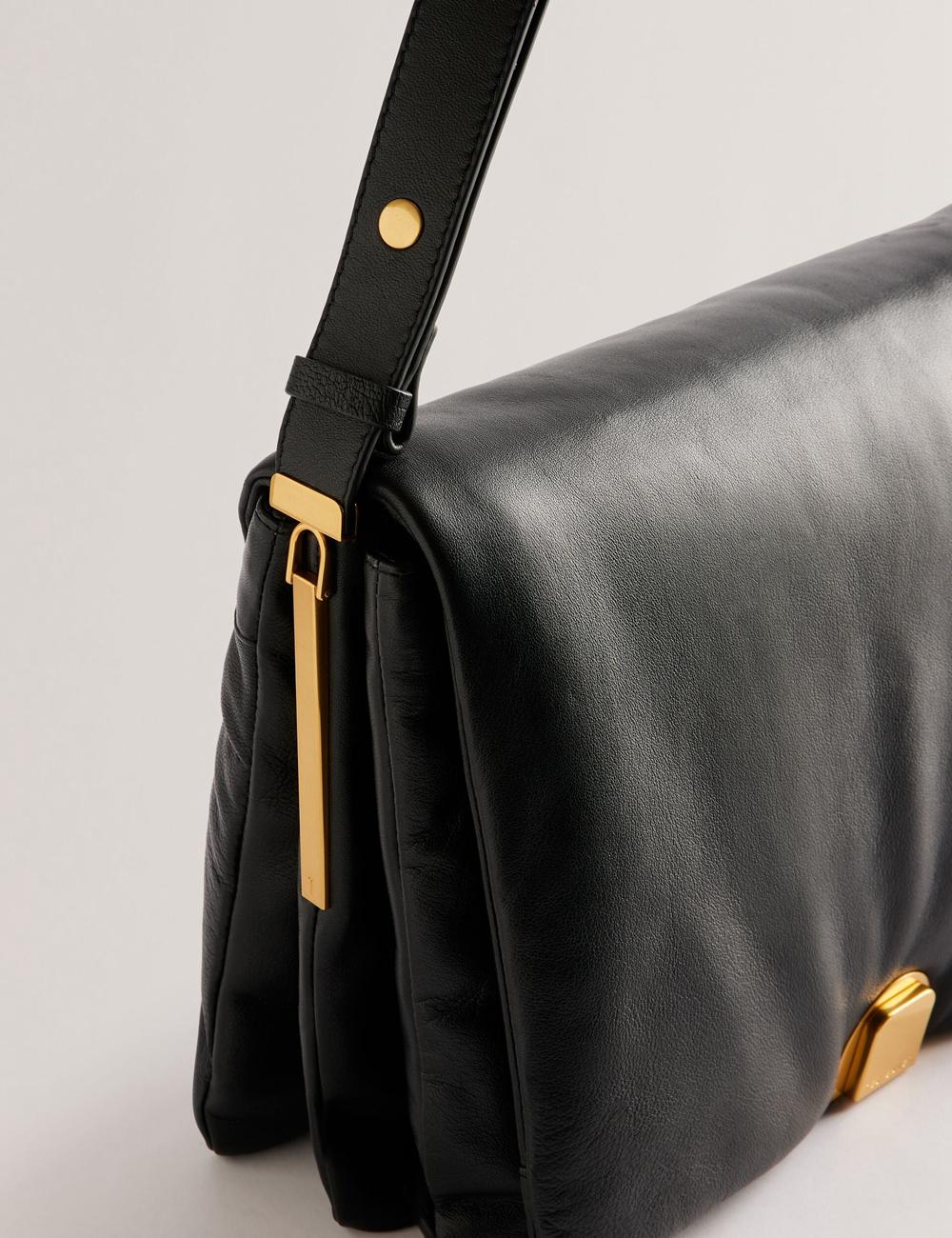 Ted Baker SAMILLA - Large Puffy Leather With Lock Women Shoulder Bags Black | UAE  98354-OSAT