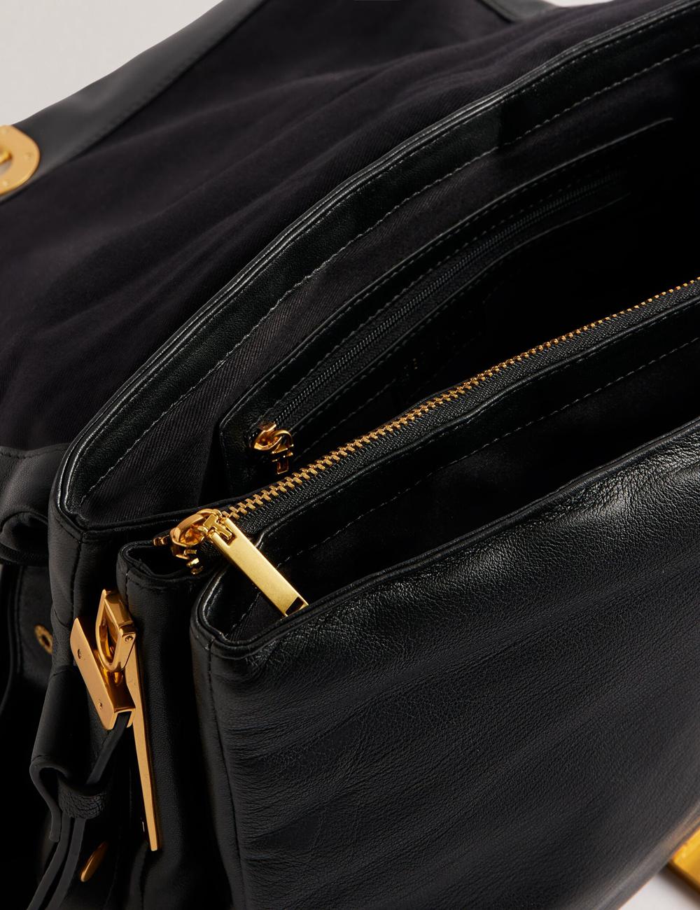 Ted Baker SAMILLA - Large Puffy Leather With Lock Women Shoulder Bags Black | UAE  98354-OSAT