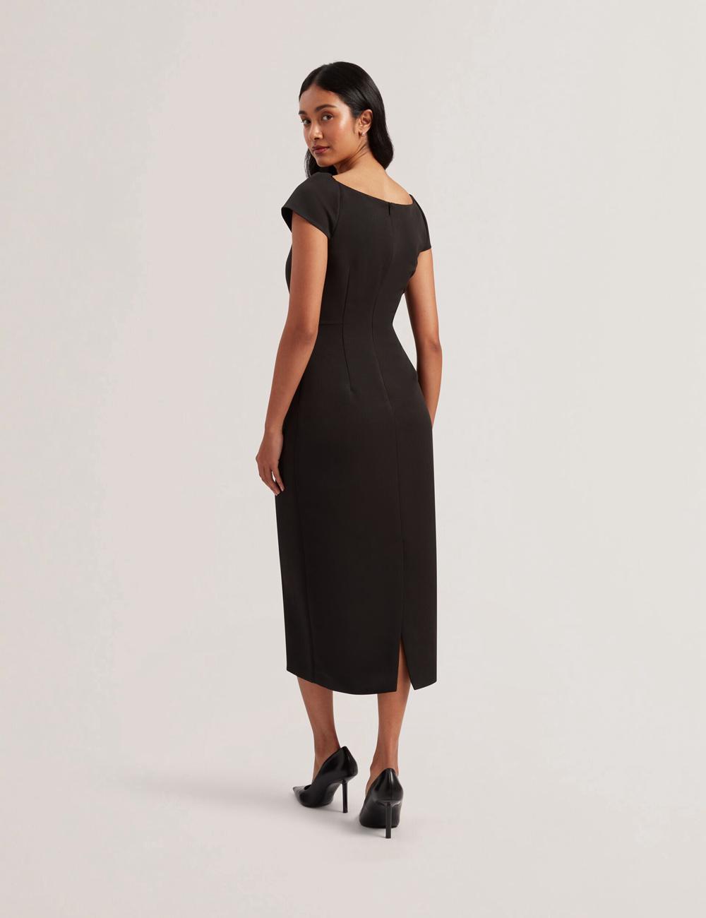 Ted Baker SASSARI - Tailored Cap Sleeve Column Women Midi Dresses Black | UAE  01658-QXEU