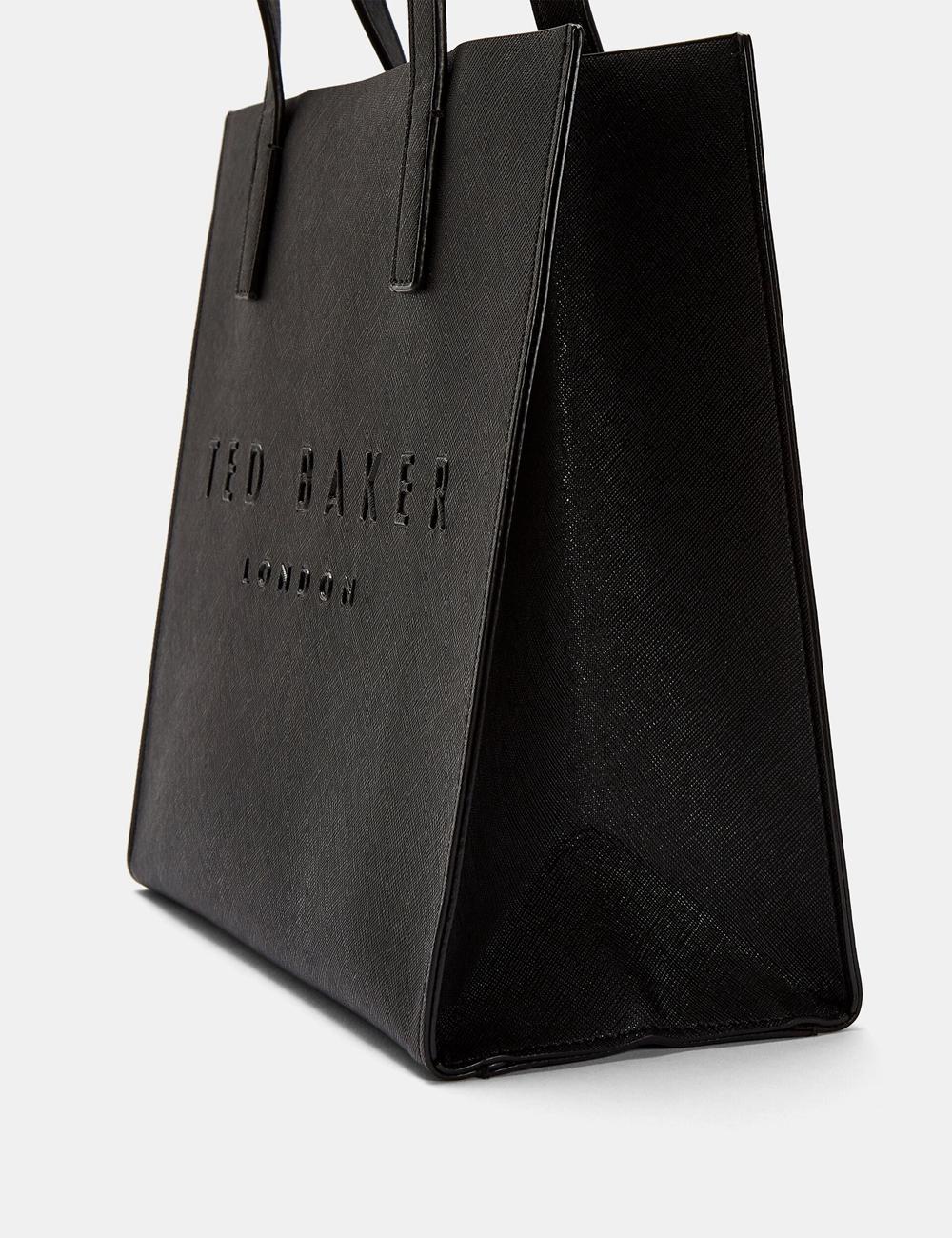 Ted Baker SEACON - Textured Faux Leather Small Icon Women Tote Bags Black | UAE  74392-YISL
