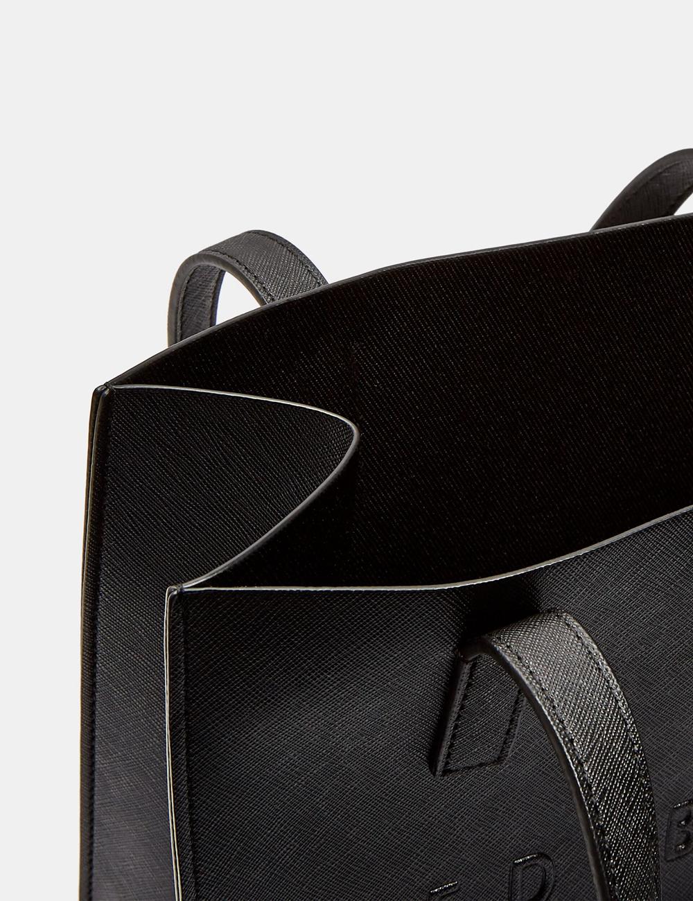 Ted Baker SEACON - Textured Faux Leather Small Icon Women Tote Bags Black | UAE  74392-YISL