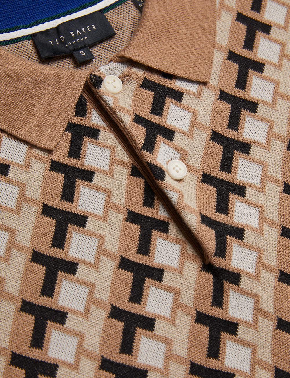 Ted Baker SEFERRY - Interlocking T Jacquard Knitted Men Polos Shirts Brown | UAE  89517-ZTXH