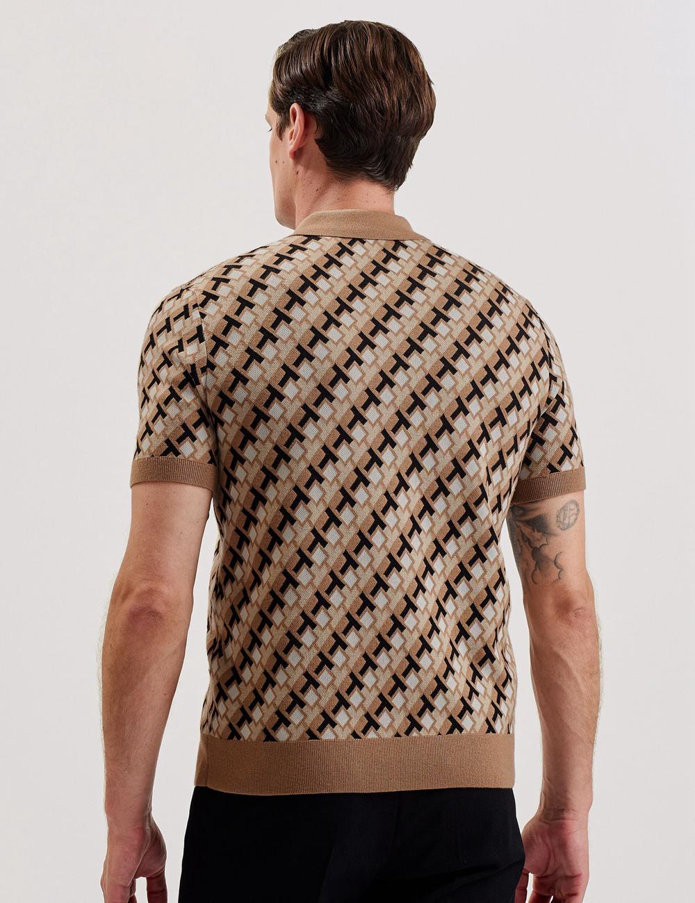 Ted Baker SEFERRY - Interlocking T Jacquard Knitted Men Polos Shirts Brown | UAE  89517-ZTXH