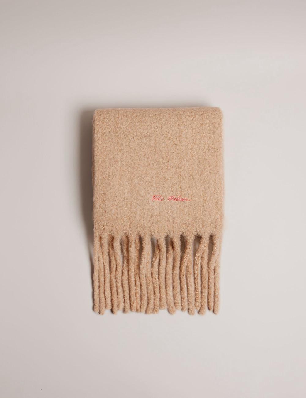 Ted Baker SHELMAS - Fluffy Wool Blend Blanket Knitted Women Scarves Taupe | UAE  42739-MOPV