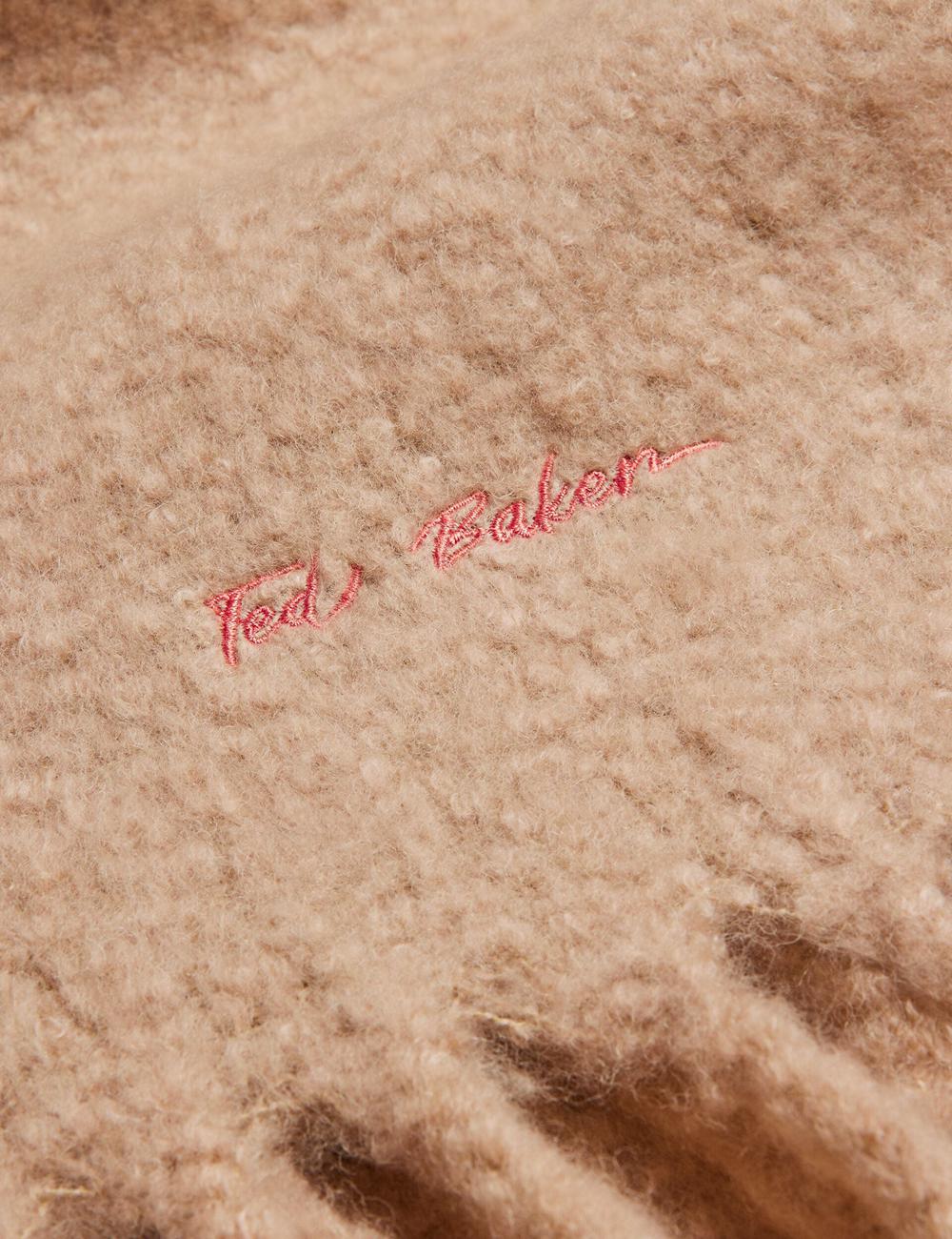 Ted Baker SHELMAS - Fluffy Wool Blend Blanket Knitted Women Scarves Taupe | UAE  42739-MOPV