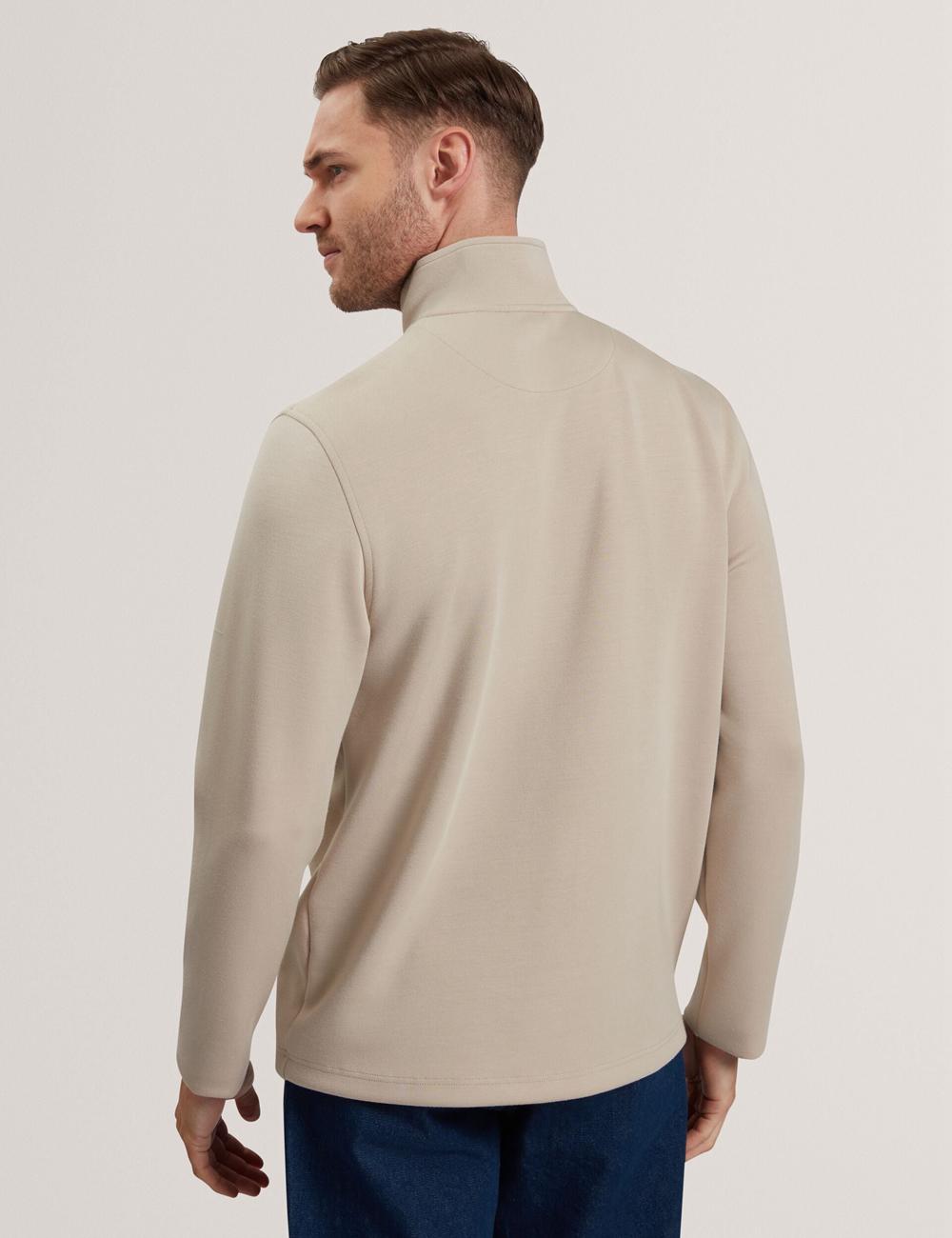 Ted Baker SIMONEA - Textured Panel Half-Zip Modal Men Sweatshirts Taupe | UAE  50739-IKEP