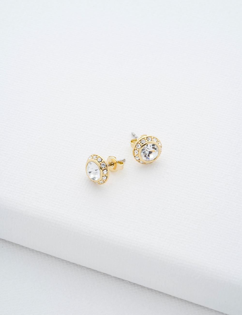 Ted Baker SOLETIA - Solitaire Sparkle Crystal Stud Women Earrings Gold | UAE  02173-YCAI