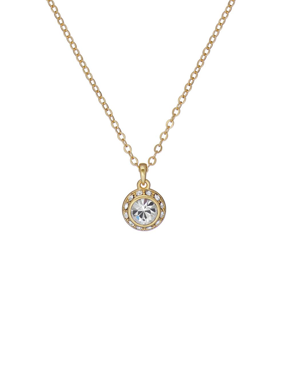 Ted Baker SOLTELL - Solitaire Sparkle Crystal Pendant Women Necklaces Gold | UAE  25319-FBHV