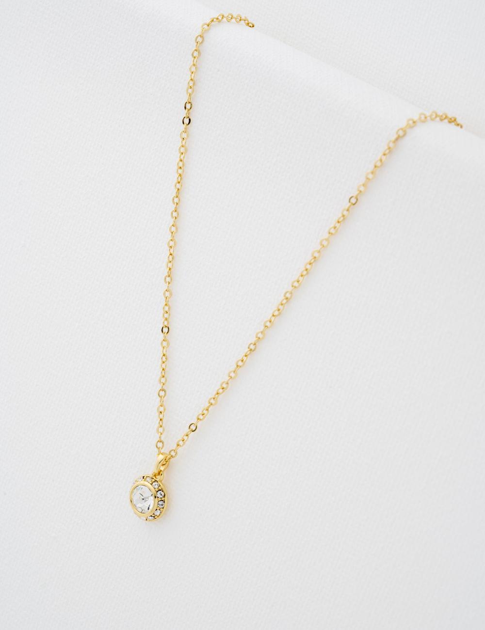 Ted Baker SOLTELL - Solitaire Sparkle Crystal Pendant Women Necklaces Gold | UAE  25319-FBHV