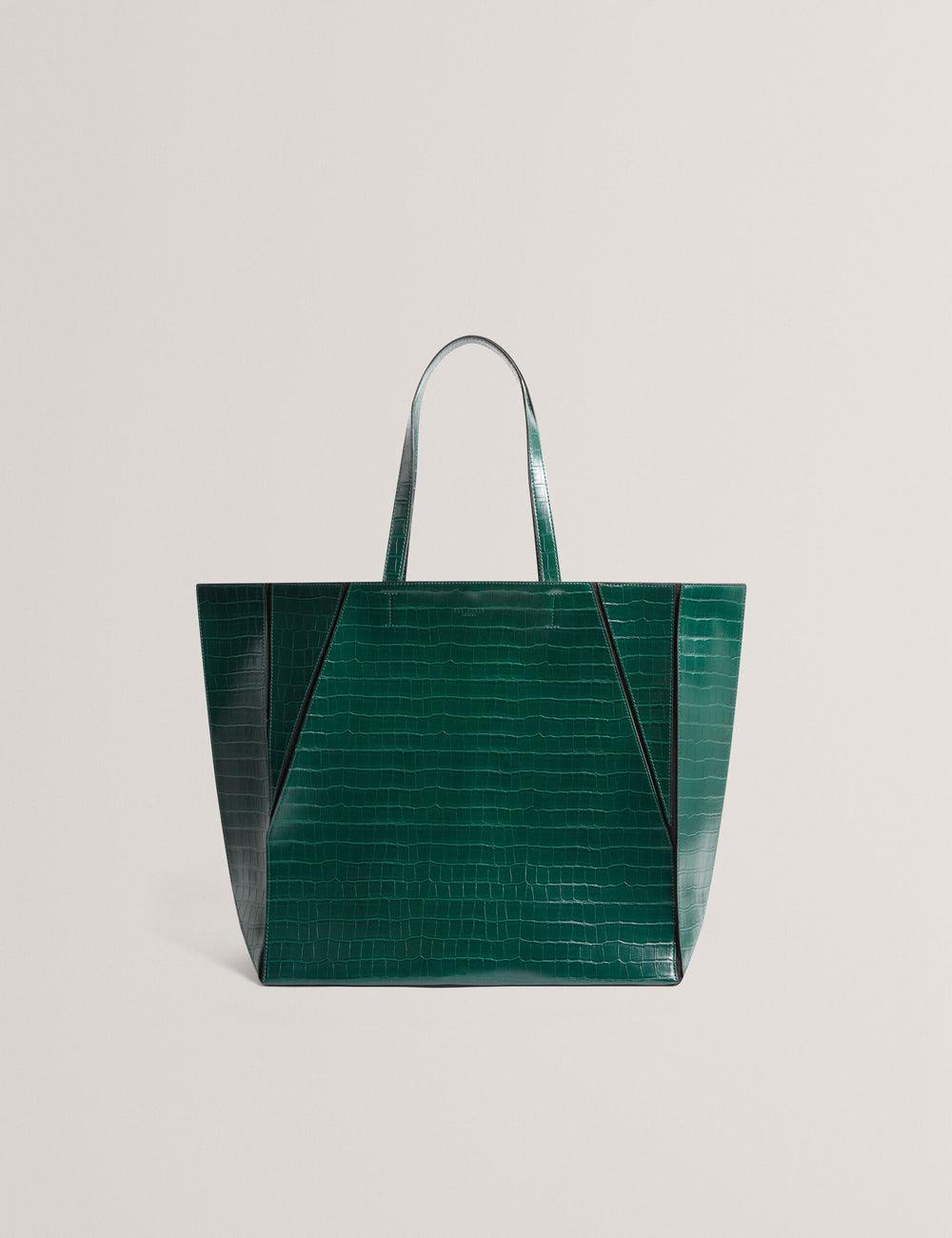 Ted Baker SOPHYNA - Croc Effect Folding Shopper Women Shopper Bags Dk-Green | UAE  76390-TZQA