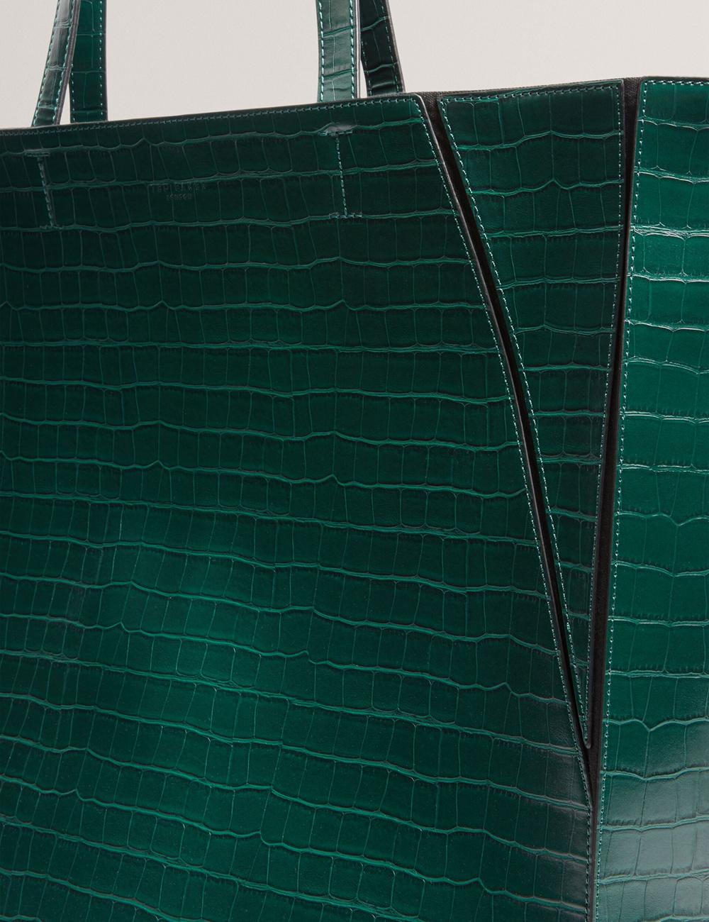 Ted Baker SOPHYNA - Croc Effect Folding Shopper Women Shopper Bags Dk-Green | UAE  76390-TZQA