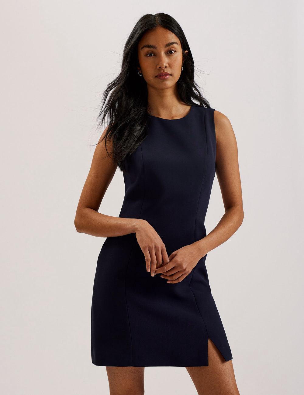 Ted Baker SORRAL - Sleeveless Tailored With Side Split Women Mini Dresses Navy | UAE  31576-EZGO