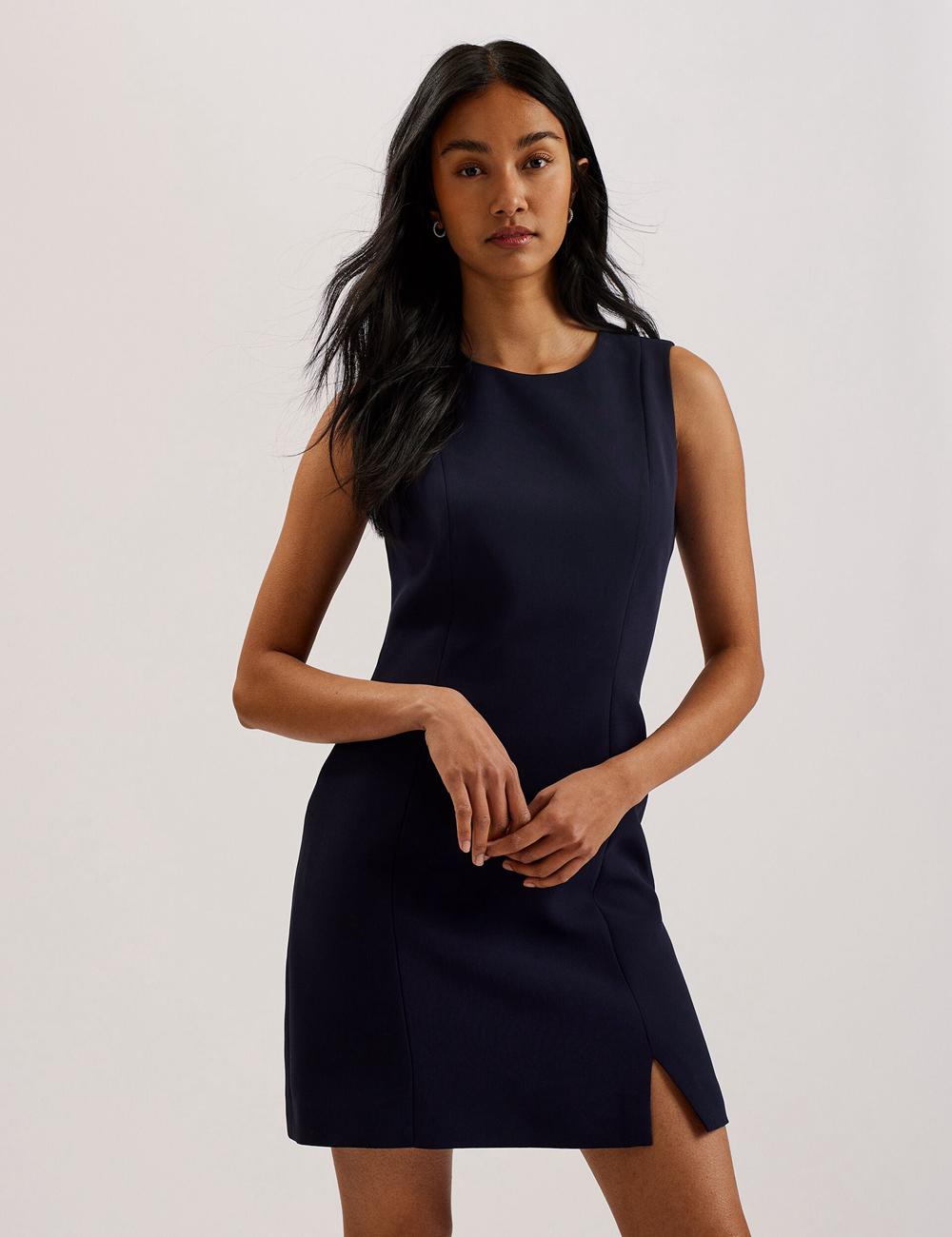Ted Baker SORRAL - Sleeveless Tailored With Side Split Women Mini Dresses Navy | UAE  31576-EZGO