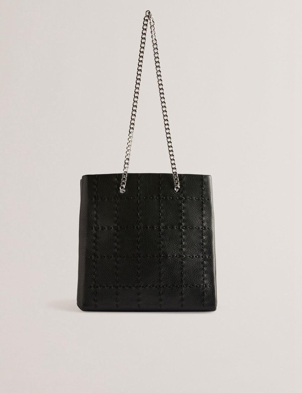 Ted Baker STALIA - Stitch Detail Leather Small Women Tote Bags Black | UAE  43791-YWNB