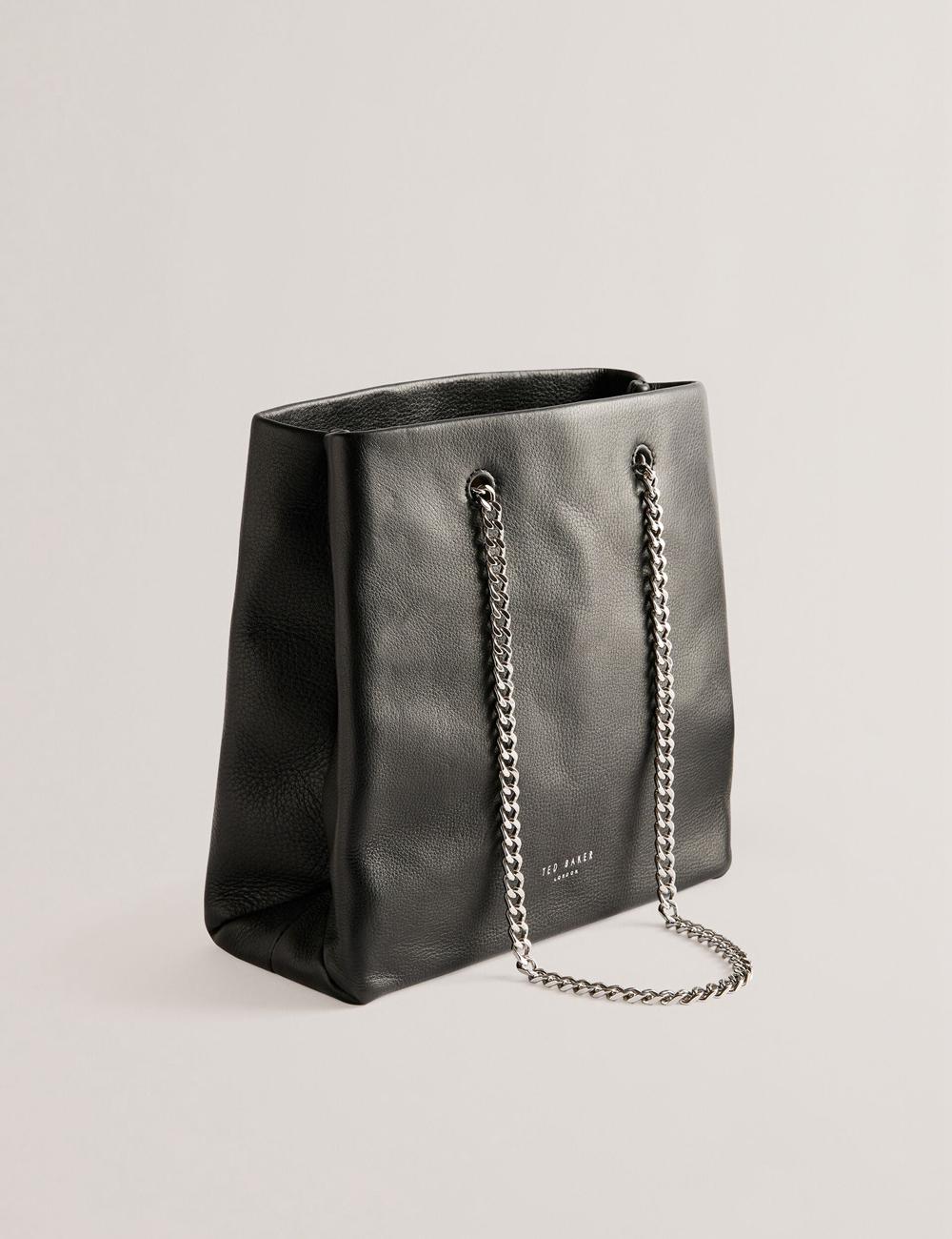 Ted Baker STALIA - Stitch Detail Leather Small Women Tote Bags Black | UAE  43791-YWNB