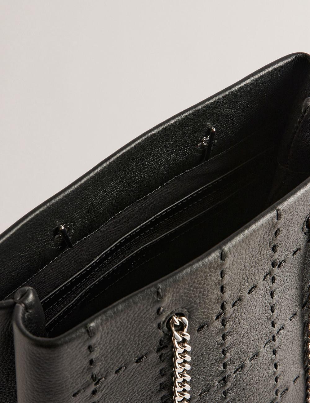 Ted Baker STALIA - Stitch Detail Leather Small Women Tote Bags Black | UAE  43791-YWNB