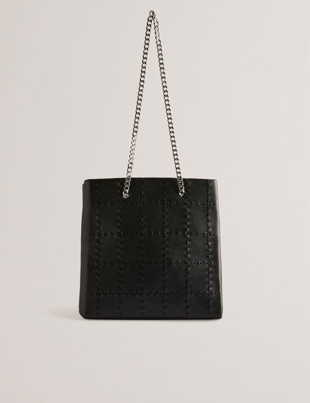Ted Baker STALIA - Stitch Detail Leather Small Women Tote Bags Black | UAE  43791-YWNB